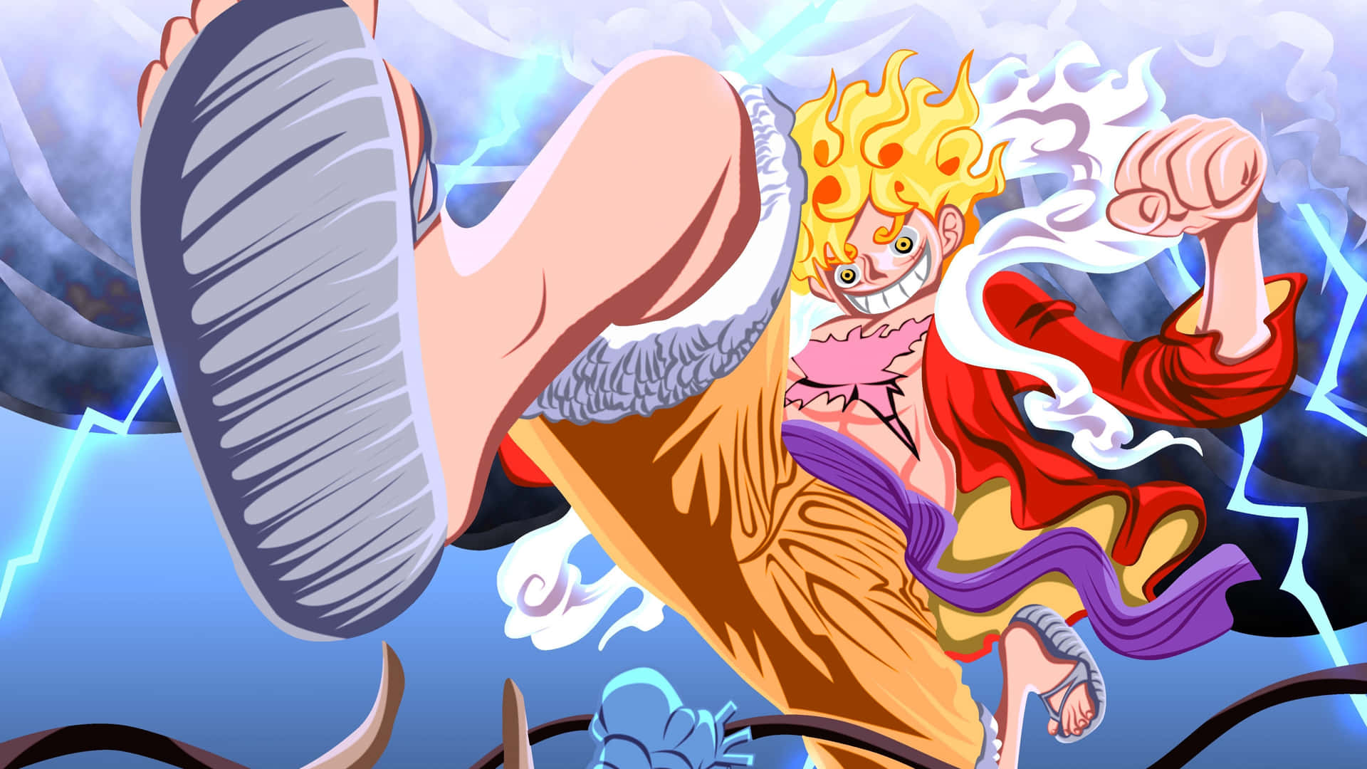 Luffy Gear5 Krachtige Aanval4 K Achtergrond