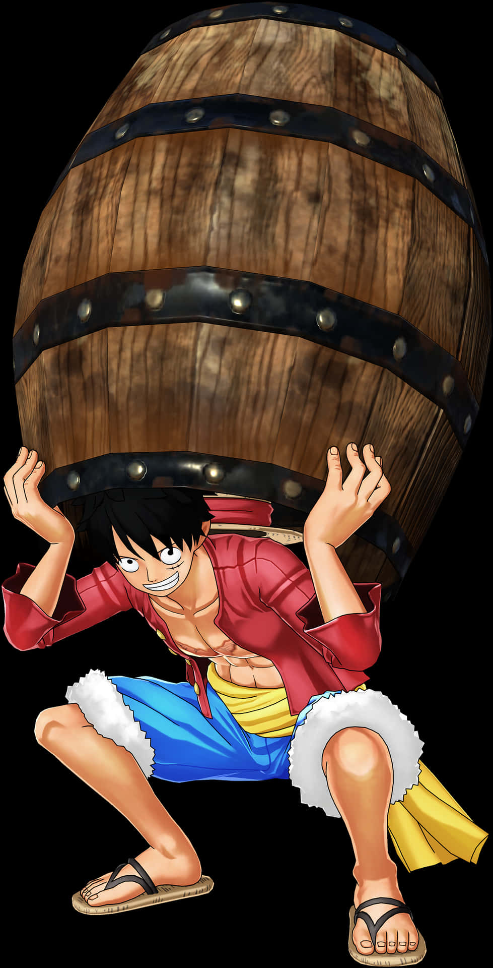 Luffy_ Holding_ Up_ Giant_ Barrel PNG