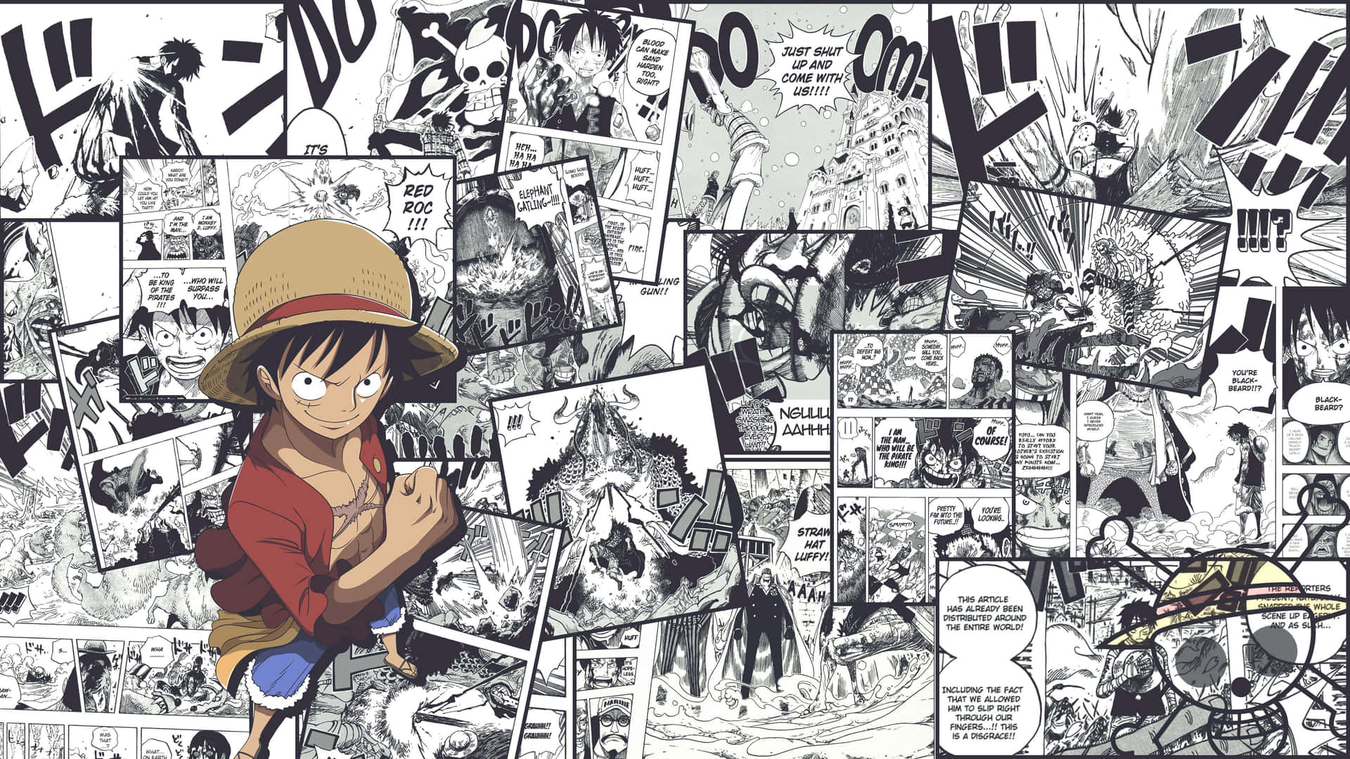 Luffy Manga Collage Wallpaper