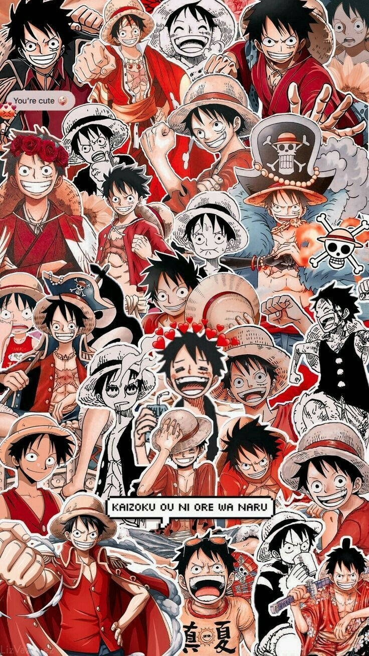 Luffy One Piece Æstetisk Collage Wallpaper