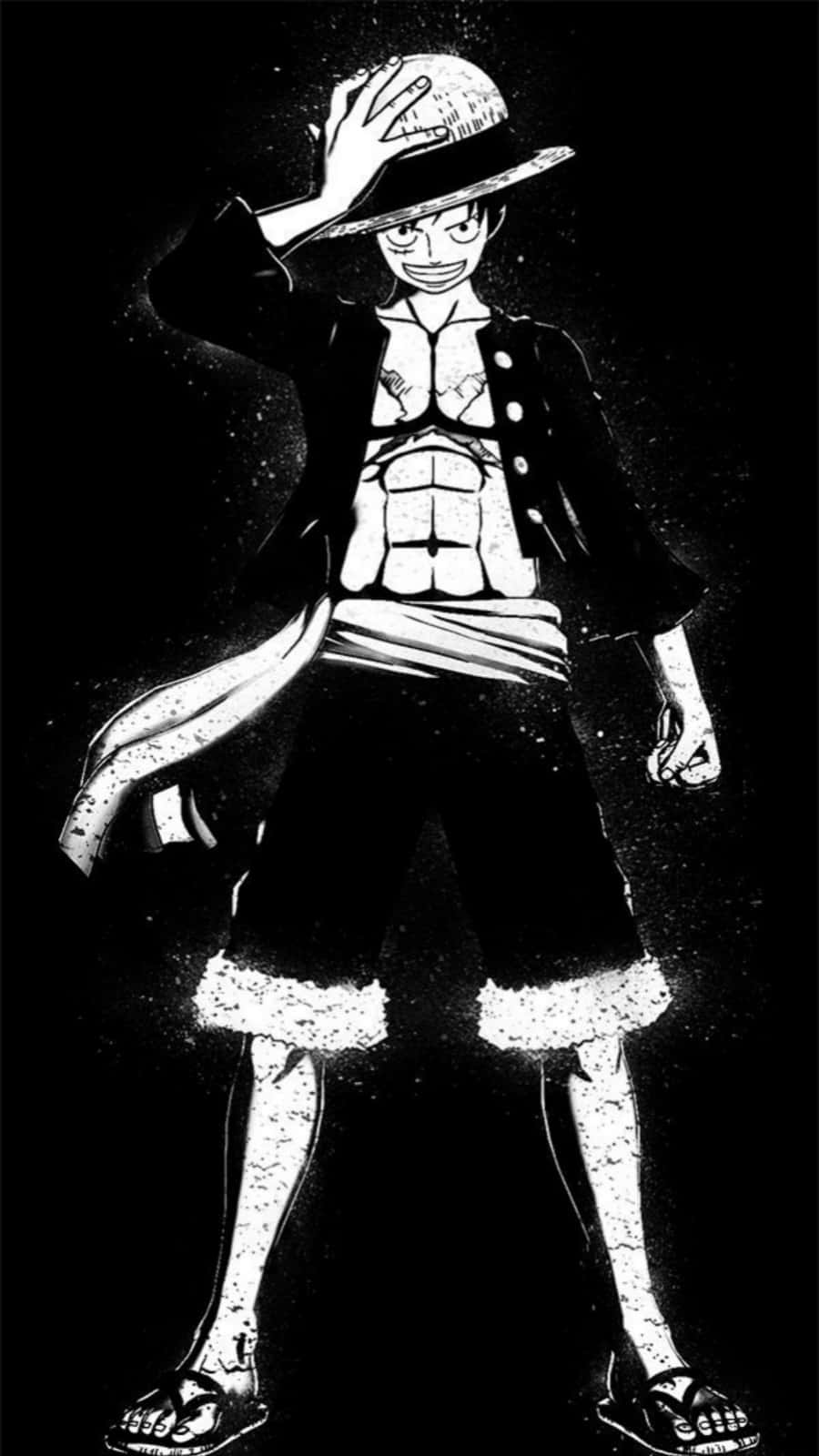 Grayscale One Piece Luffy Phone Wallpaper