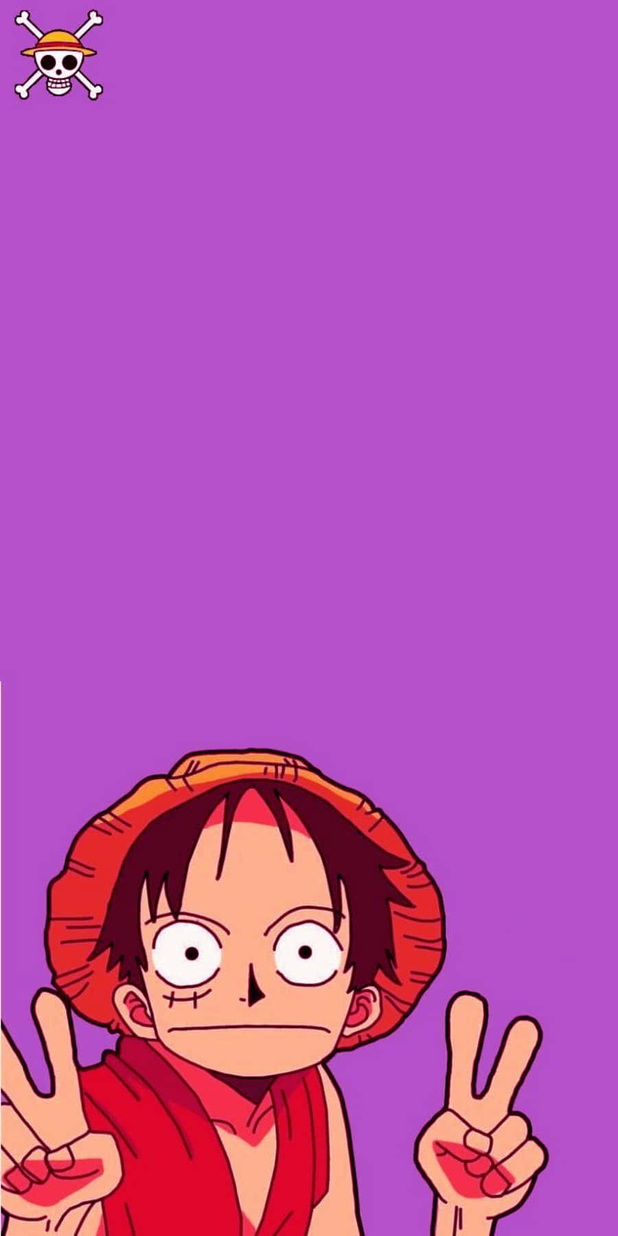 Skärmsläckaremed Peace Sign Av One Piece Luffy Till Telefonen. Wallpaper