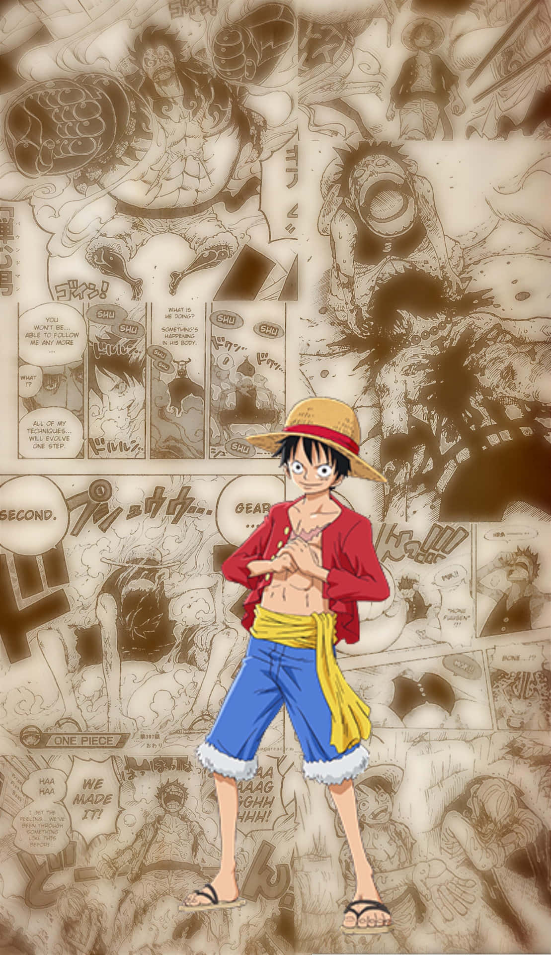 Wallpaperen One Piece Manga Luffy Mobiltelefonbakgrund: Wallpaper