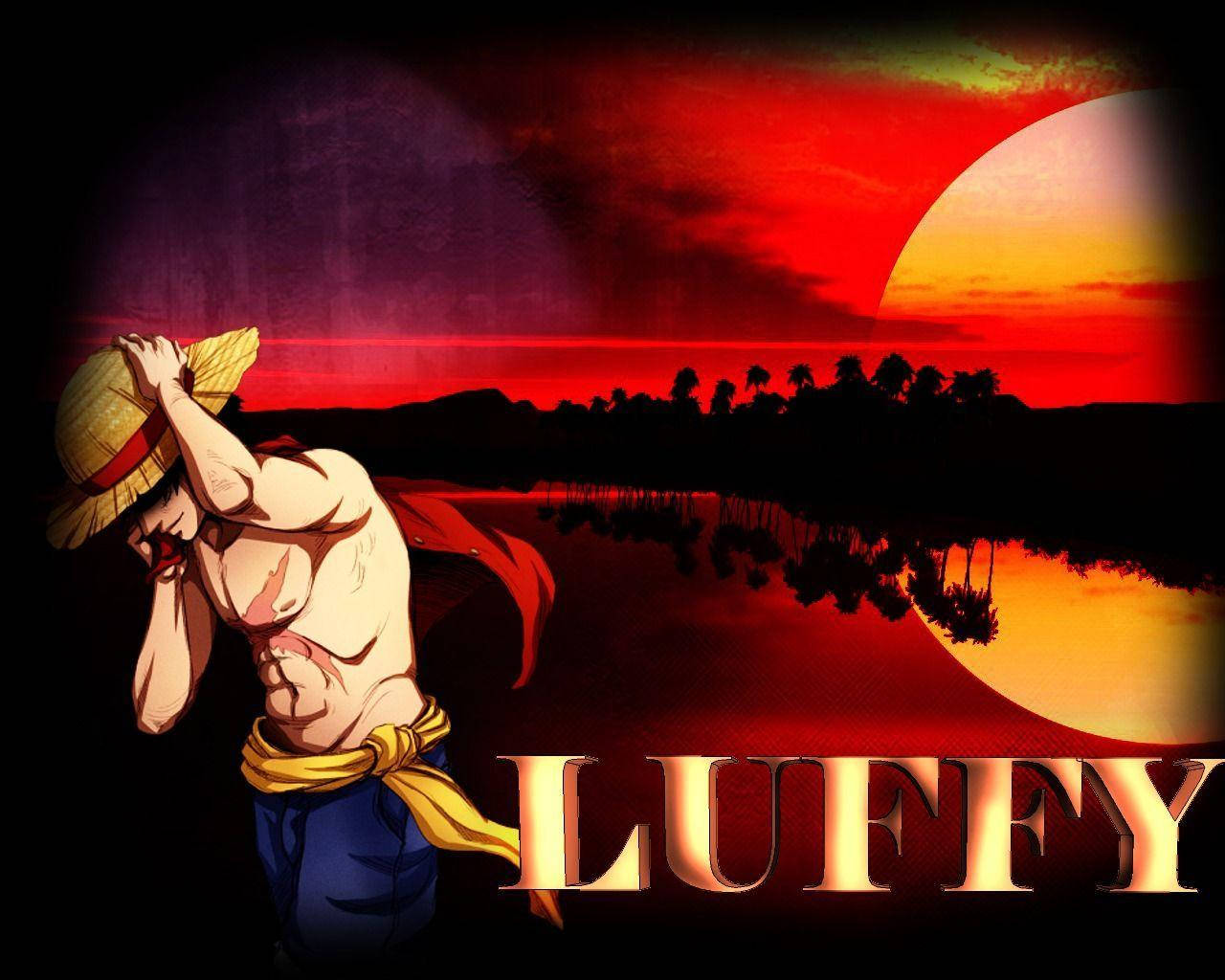 Luffy Red Sky Poster Wallpaper