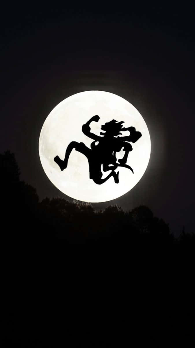 Download Luffy Silhouette Against Full Moon Wallpaper | Wallpapers.com