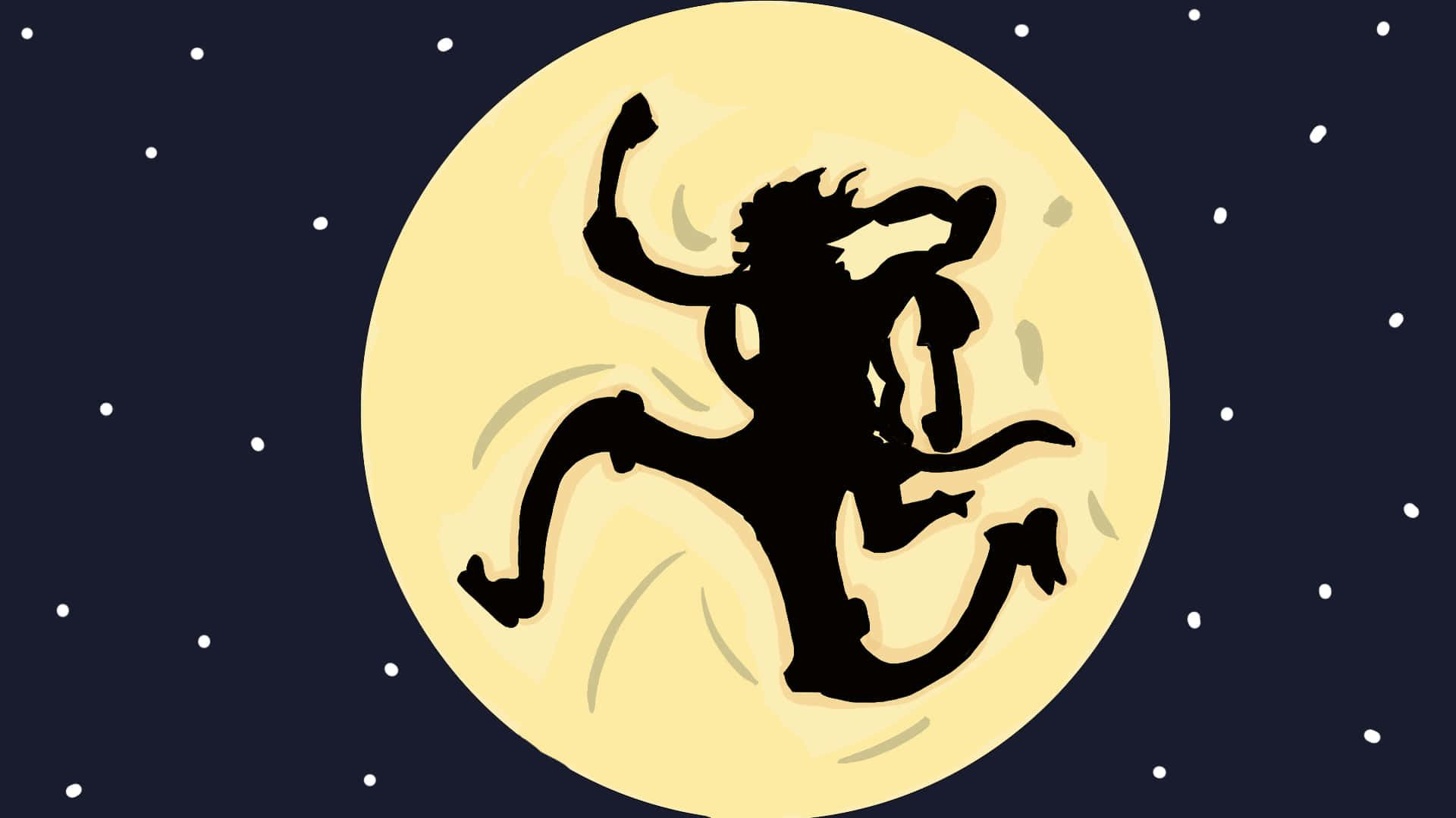 Luffy Silhouette Against Moon Wallpaper