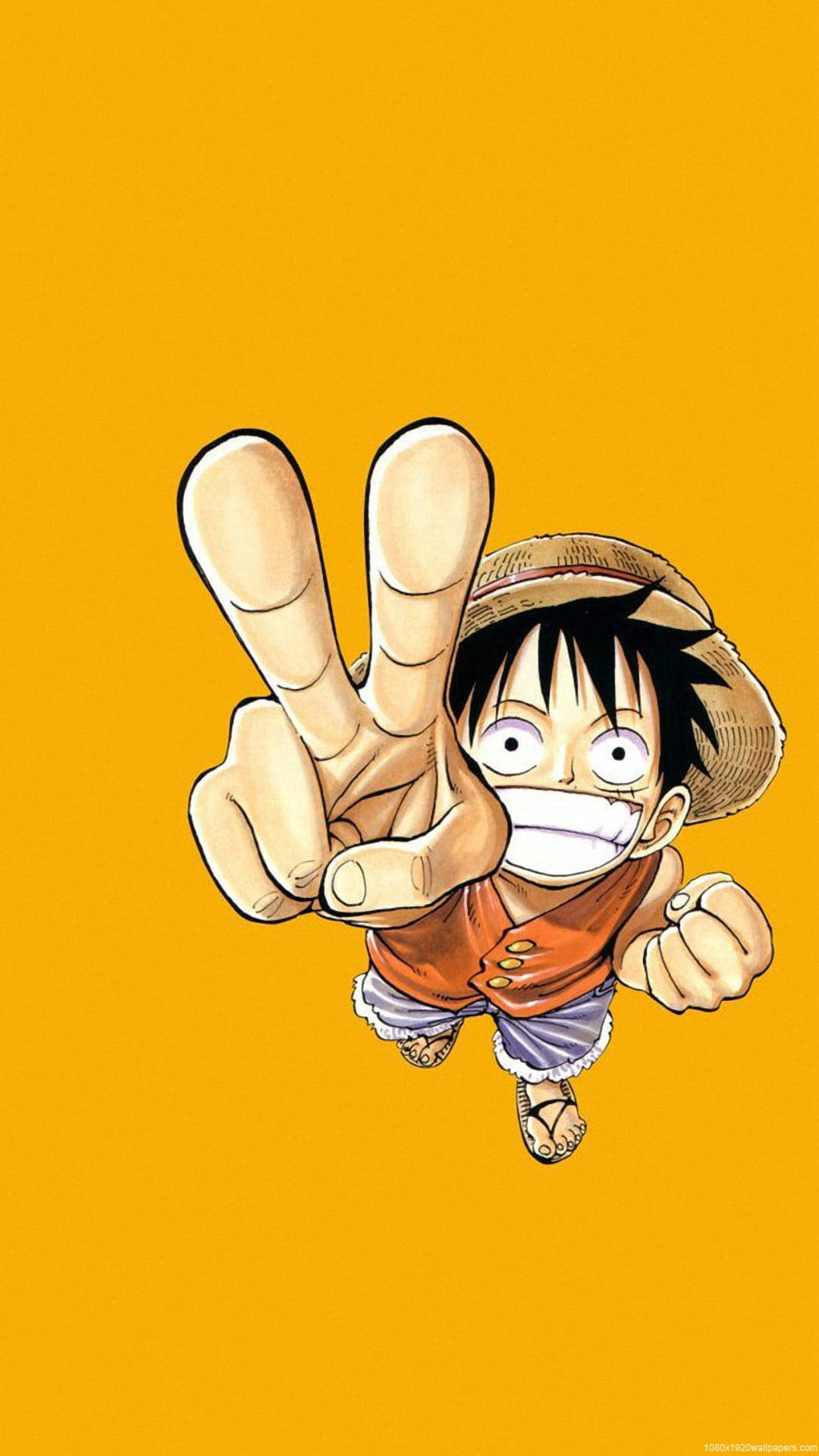 Luffy Smile And Peace Sign Wallpaper