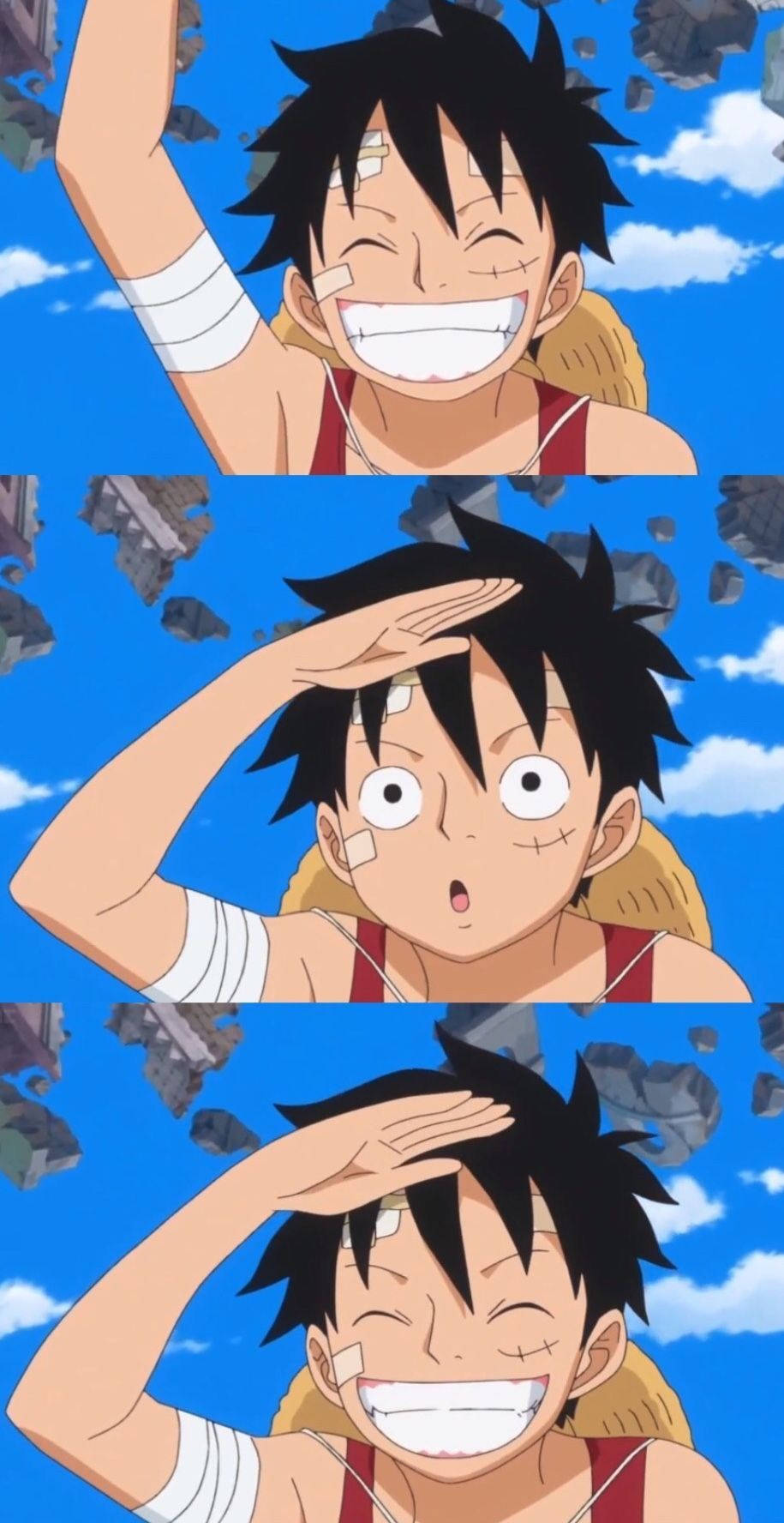 Luffy Smile With Hand On His Forehead Wallpaper