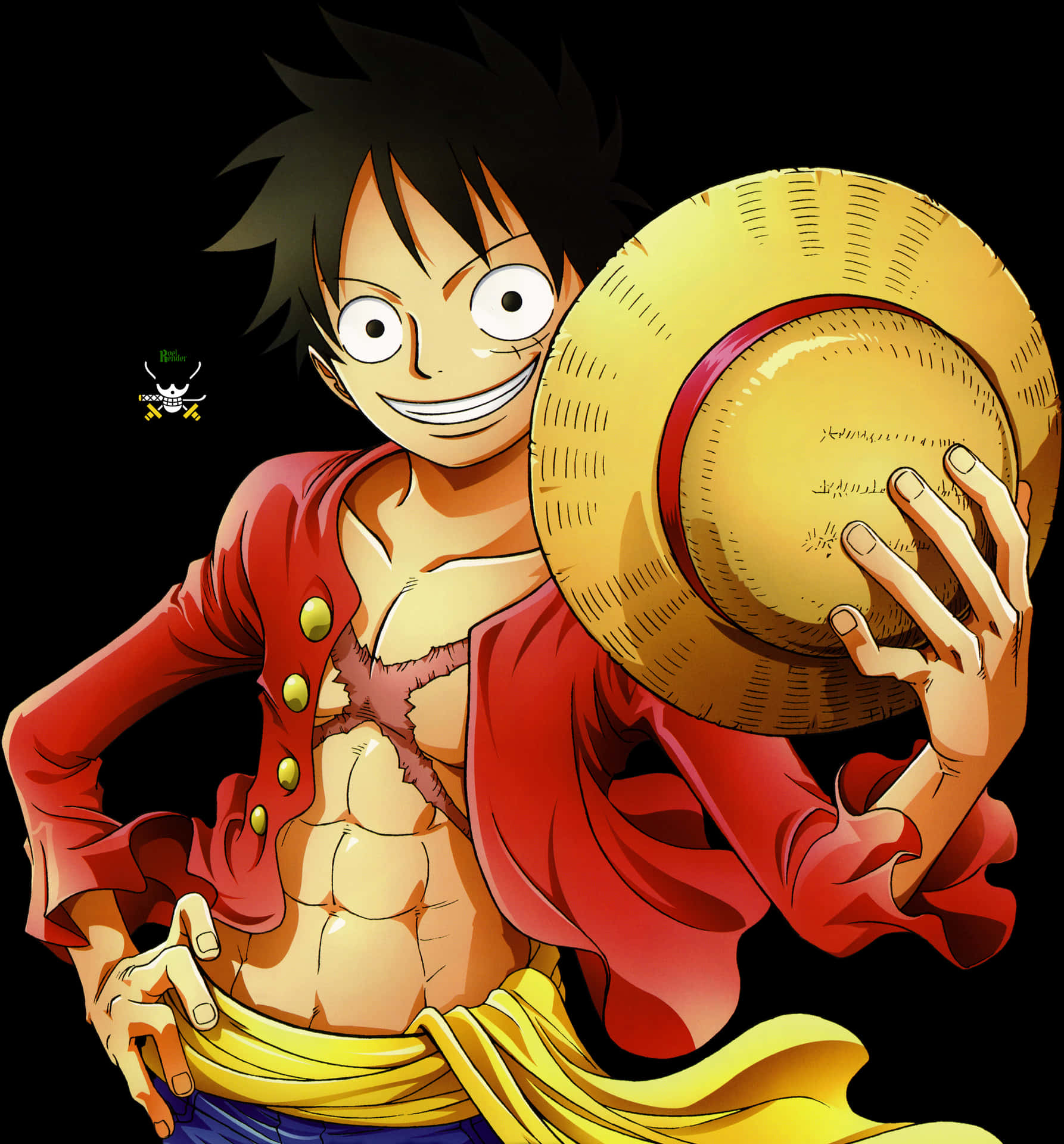 Luffy Smiling With Straw Hat PNG