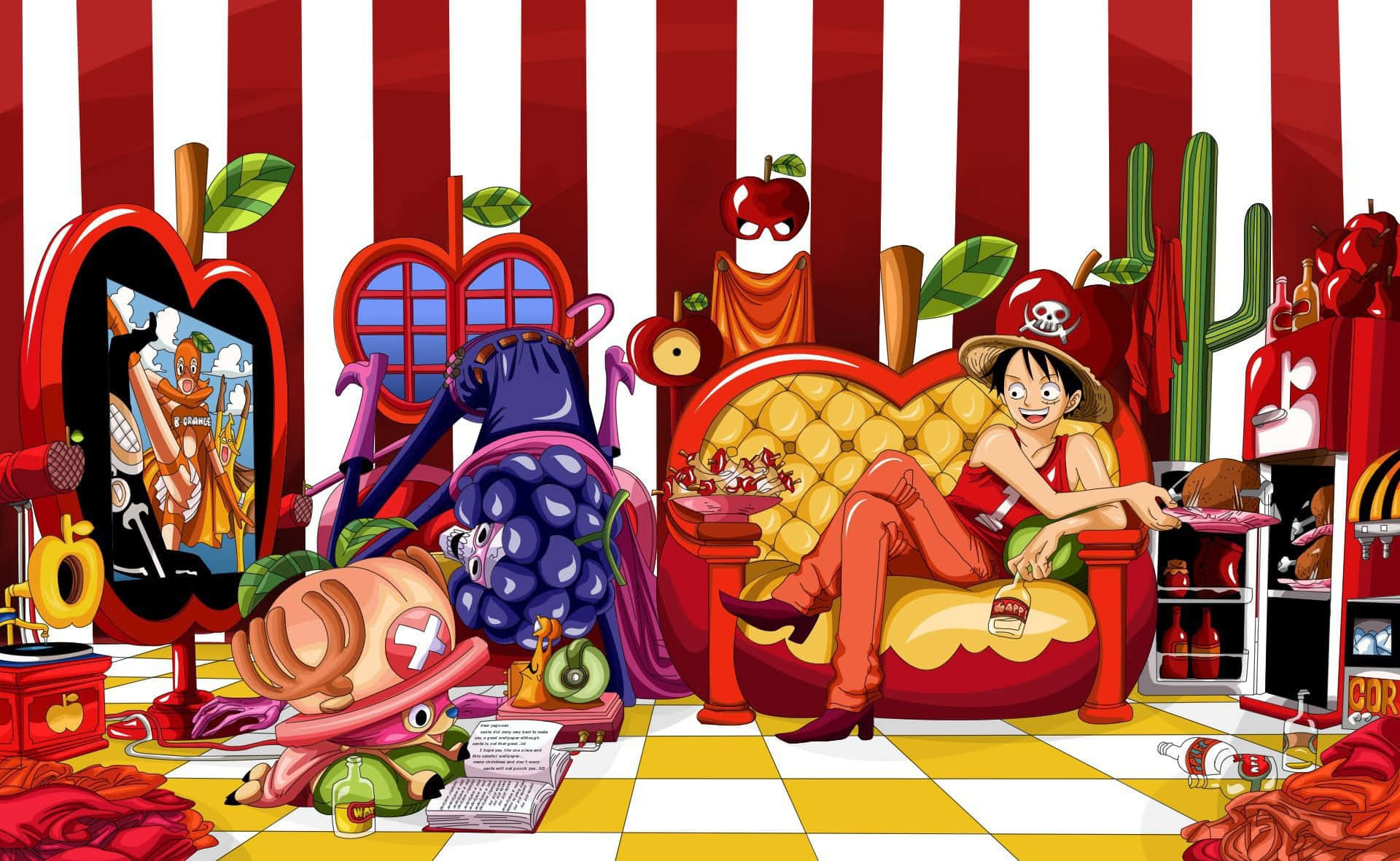 Luffy Themed Room Illustration Wallpaper