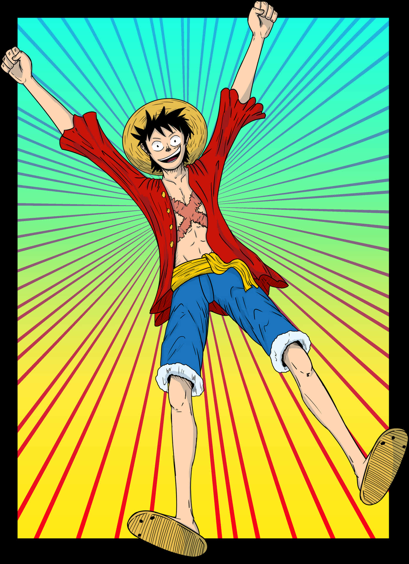 Luffy Victory Pose Anime Illustration PNG