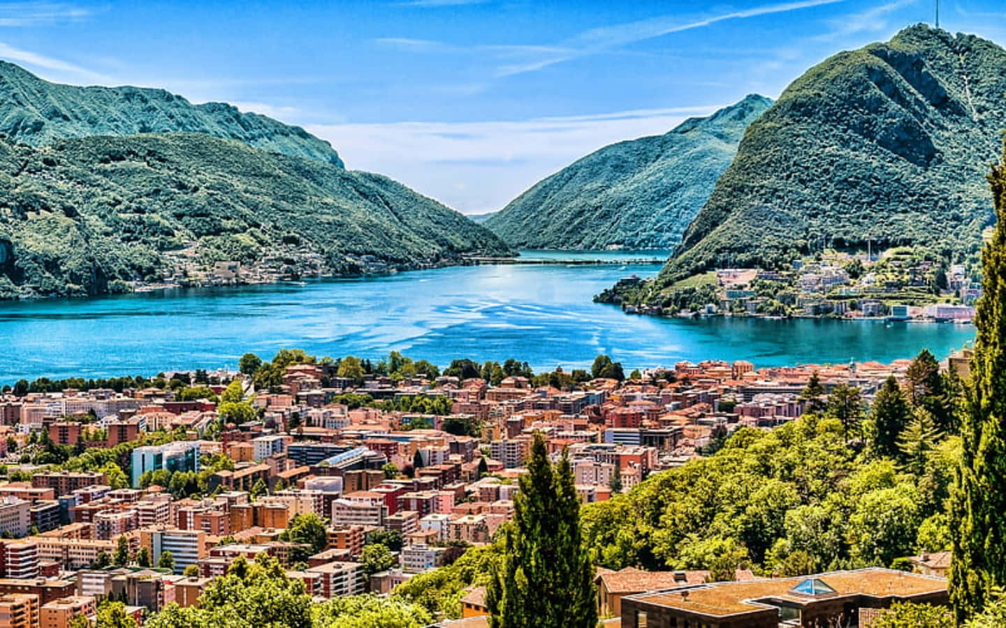 Download Lugano Cityscapeand Lake View Wallpaper | Wallpapers.com