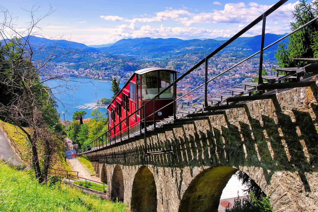 Lugano Funicular Scenic View Wallpaper