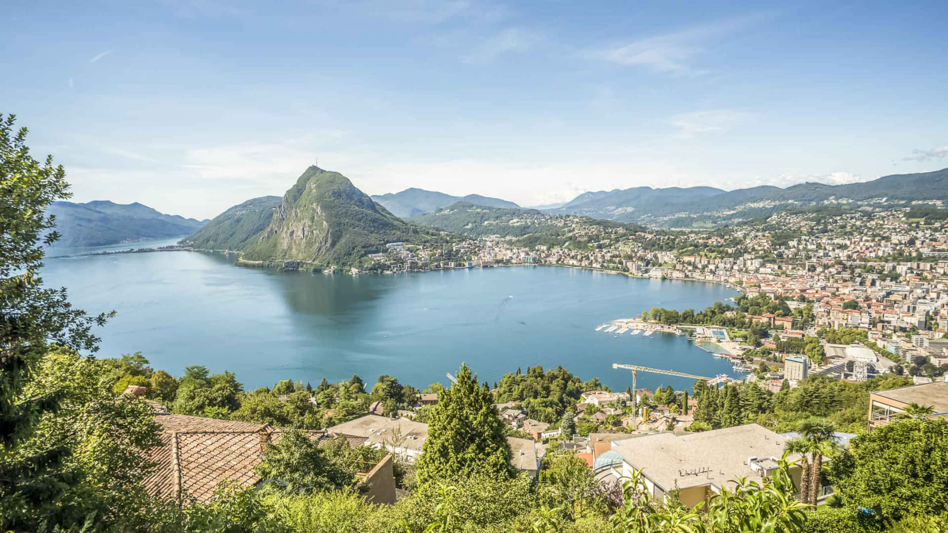 Lugano Lake Panorama Switzerland Wallpaper