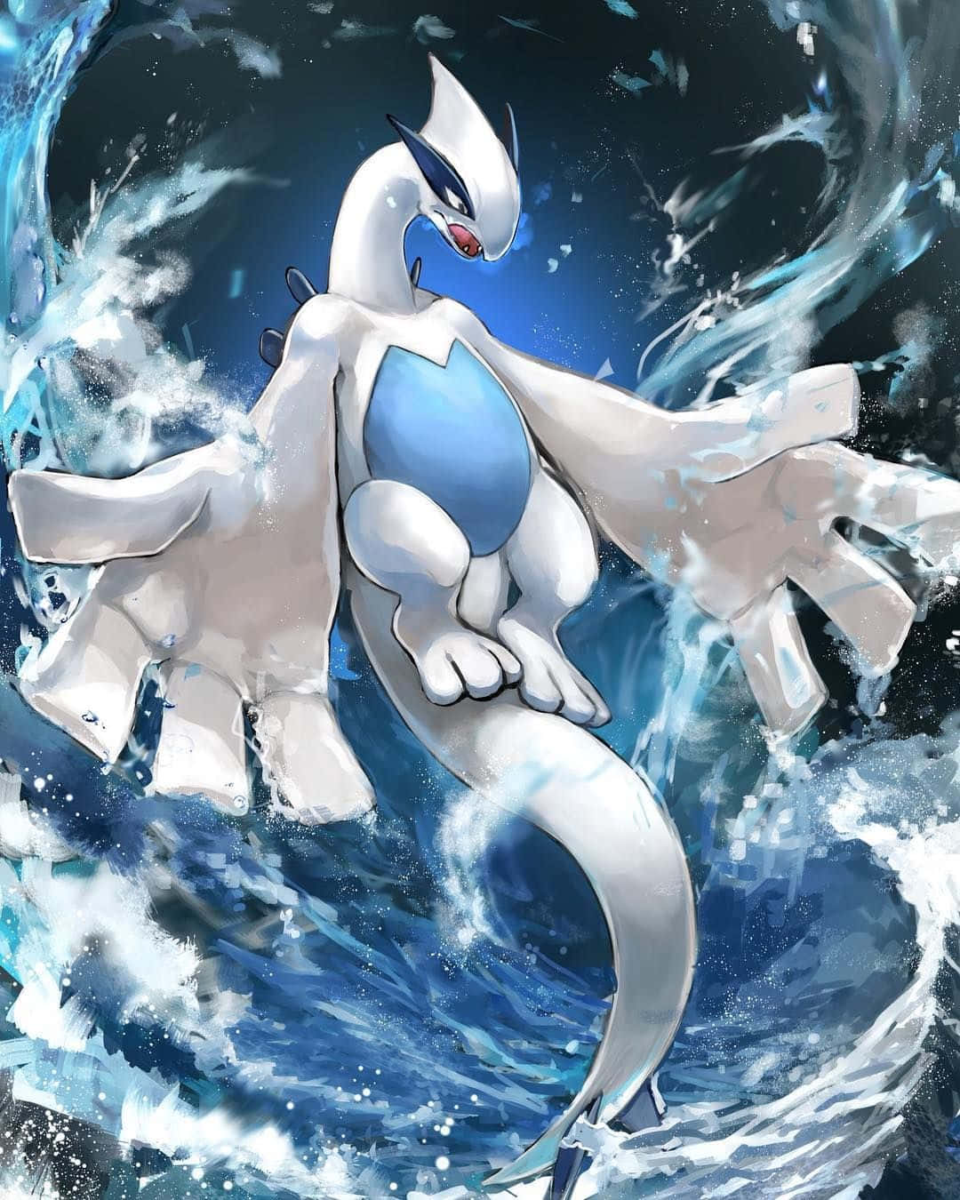 Einweißes Und Blaues Pokémon Im Wasser
