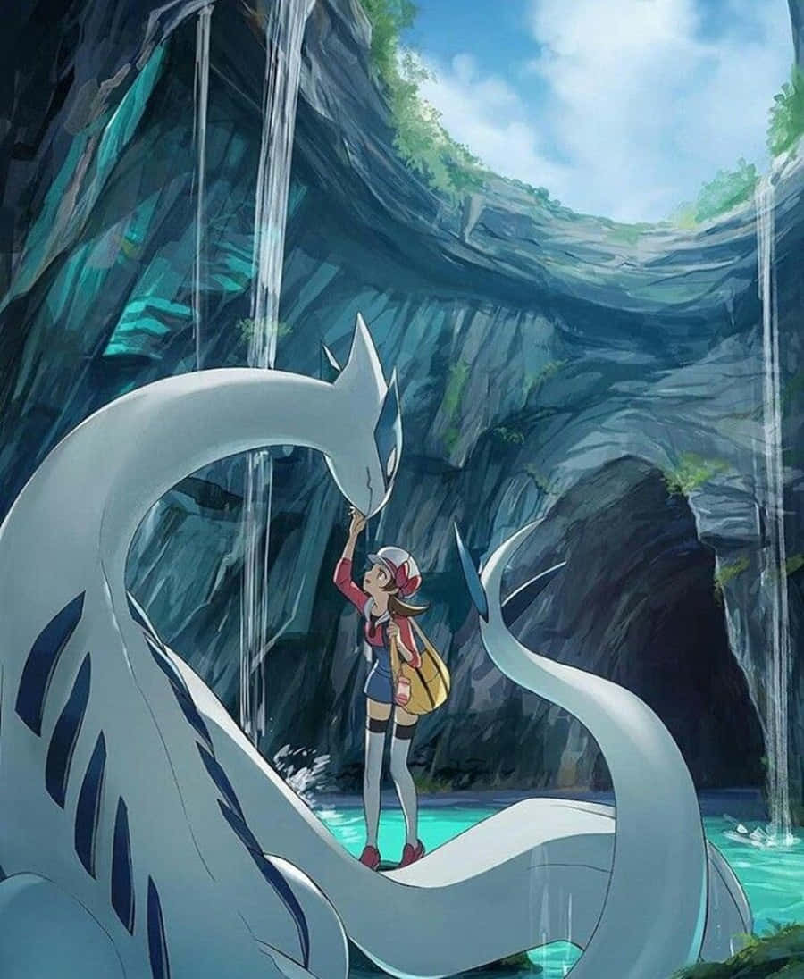 A Girl Is Standing Next To A White Dragon
