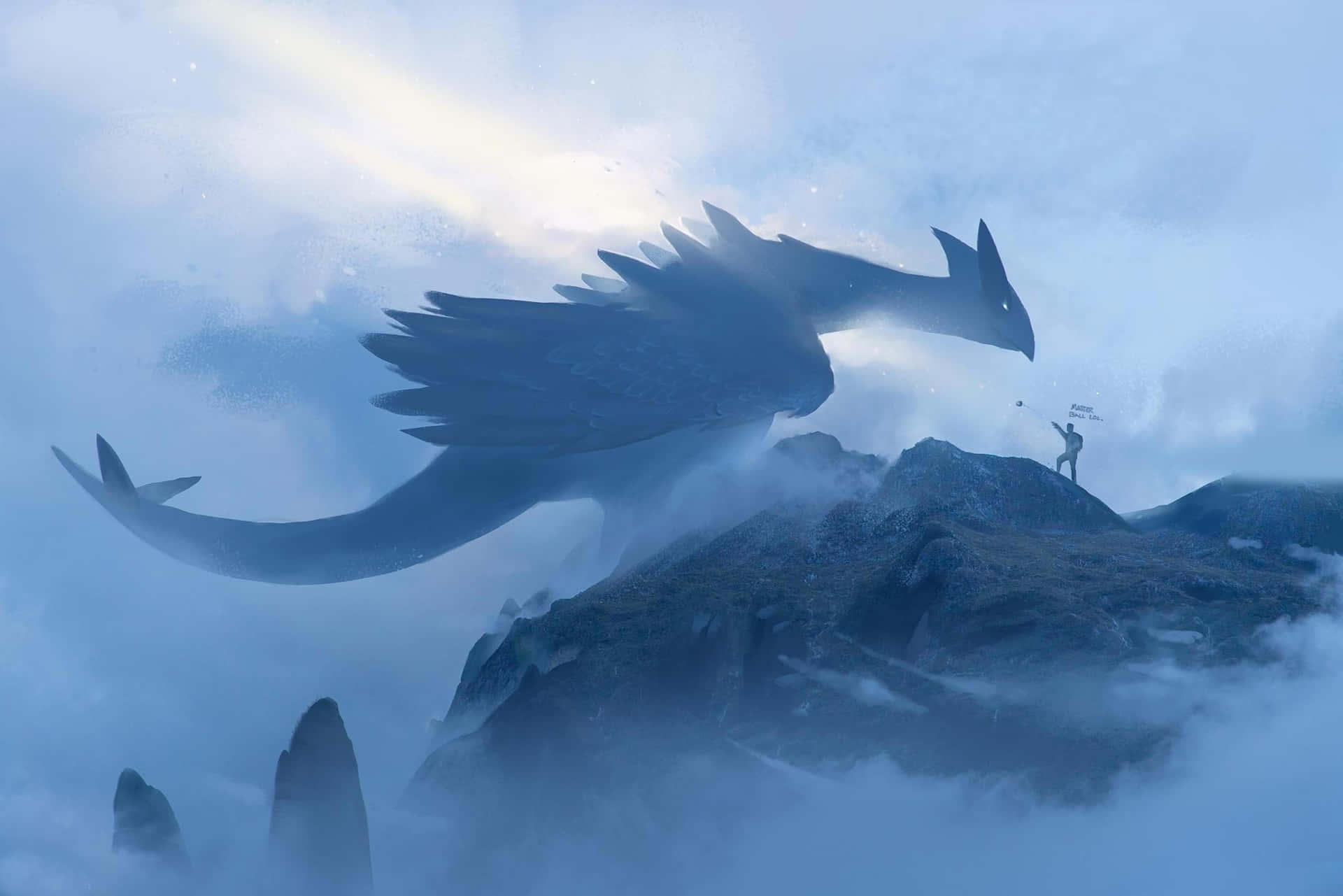 A Dragon Is Flying Over A Mountain