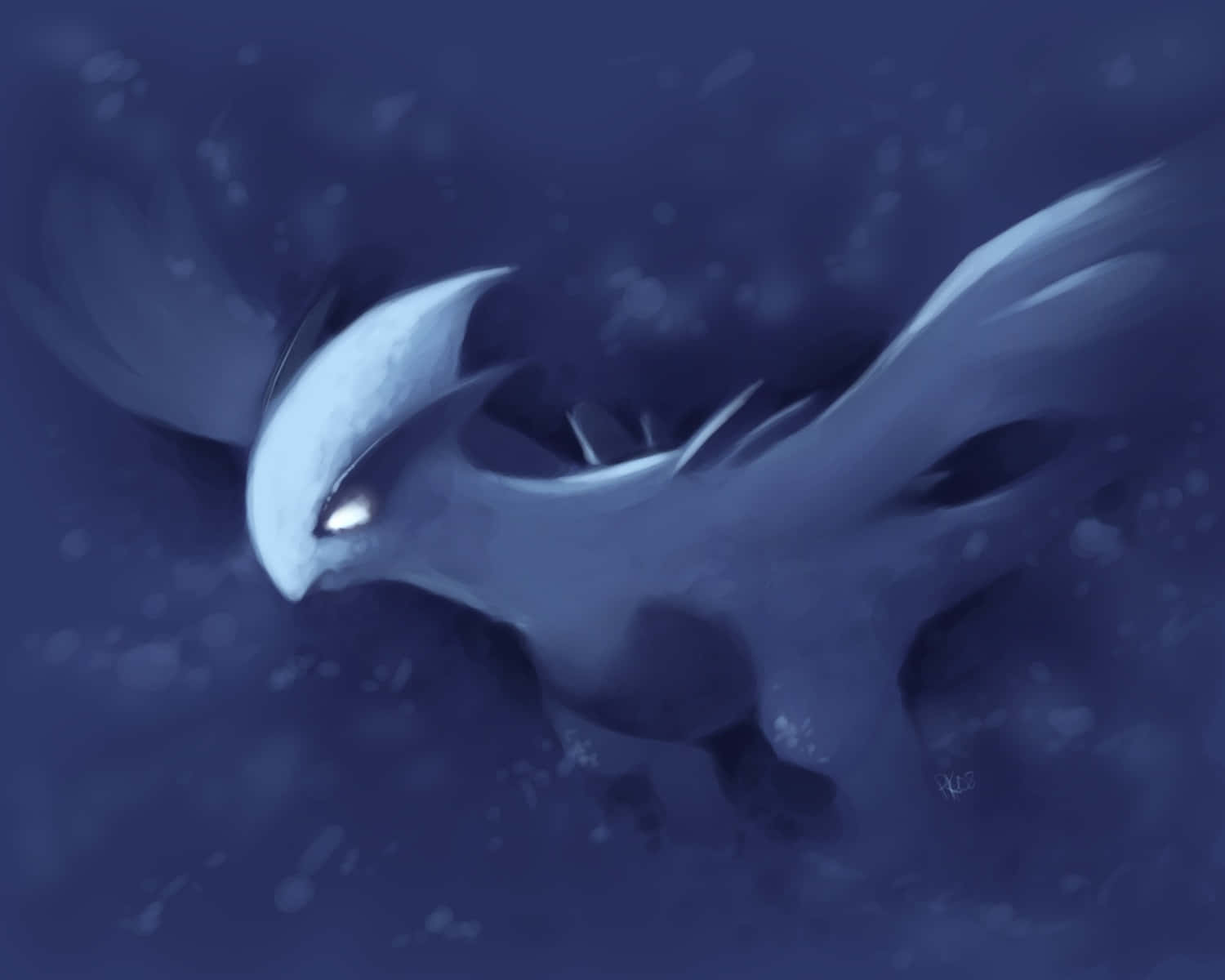 Enblå Pokémon Som Flyger På Himlen