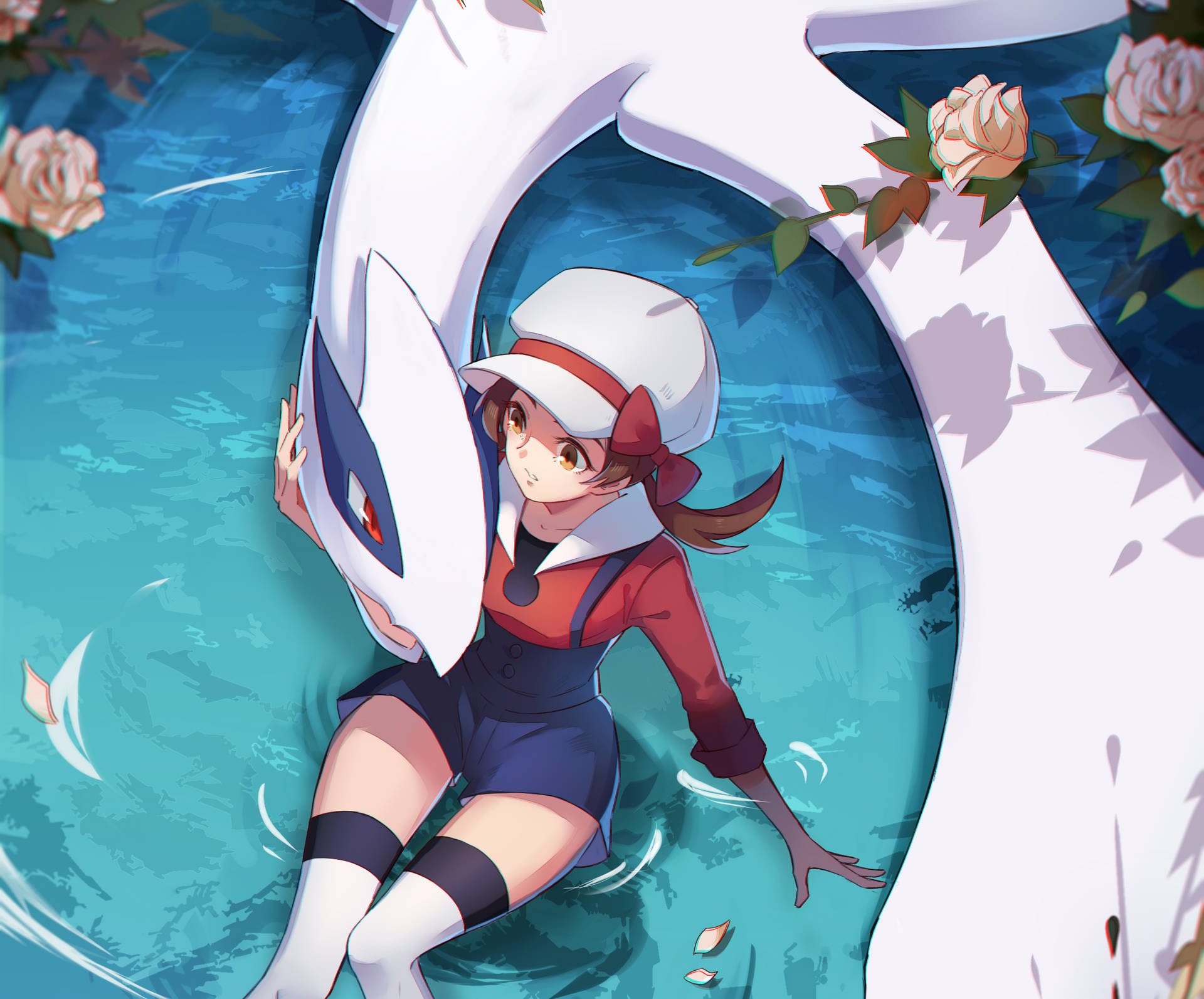 Lugia With A Girl Pokemon Trainer Wallpaper