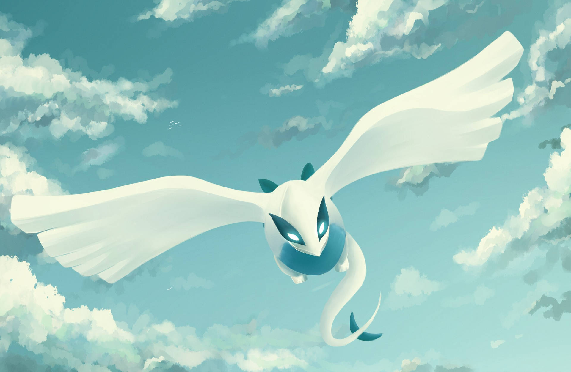 Illuminating the Skies with a Glowing Eye – Lugia Wallpaper