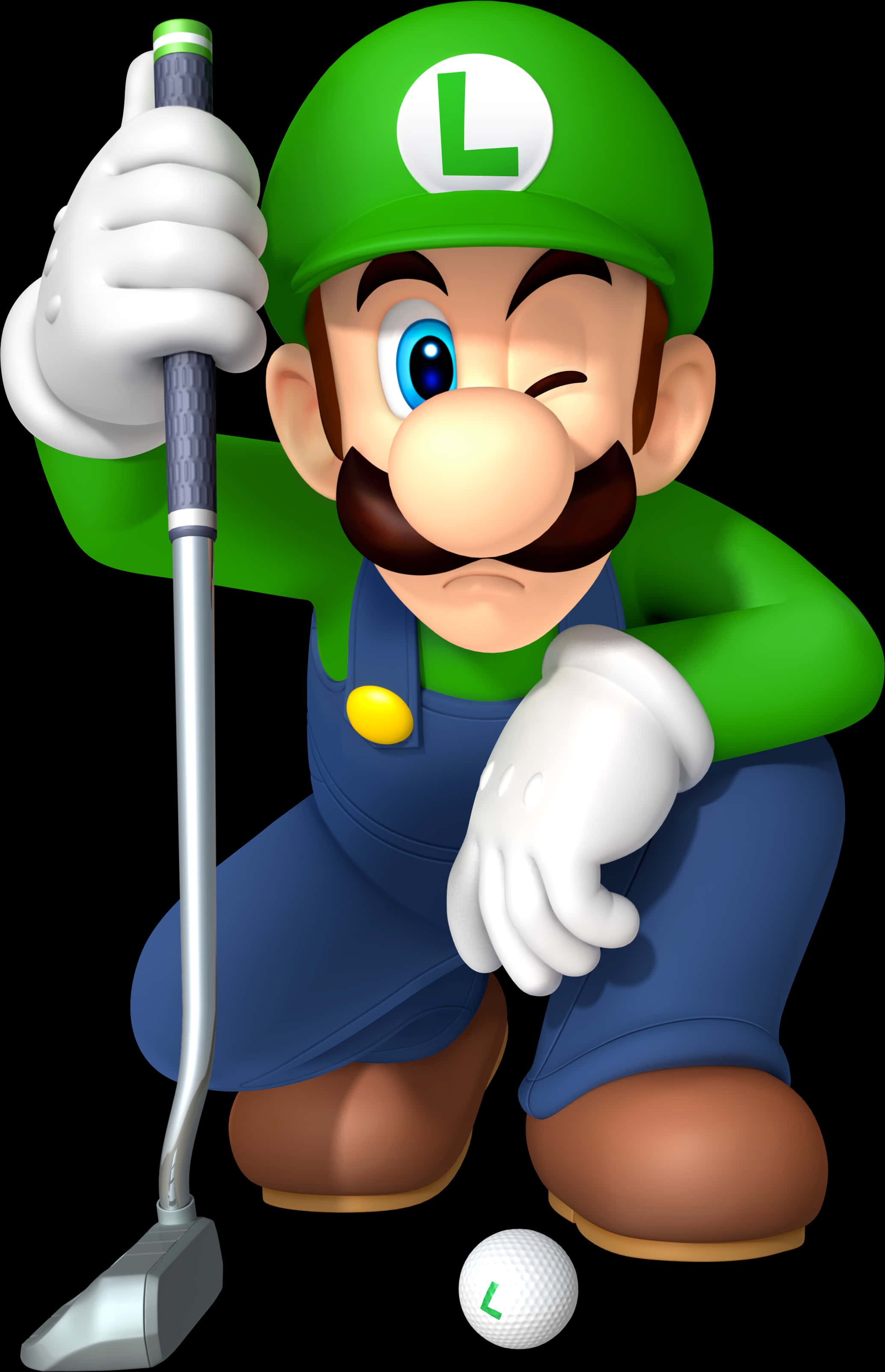 Luigi Golfing Character Art PNG