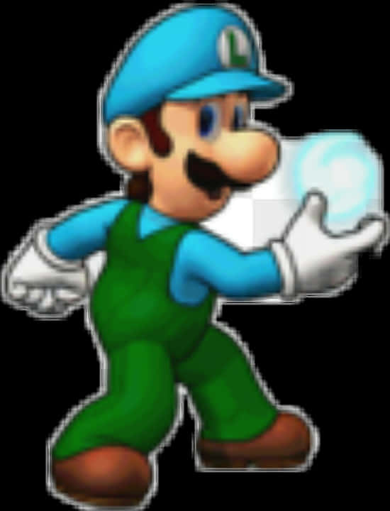 Luigi Holding Fireball PNG