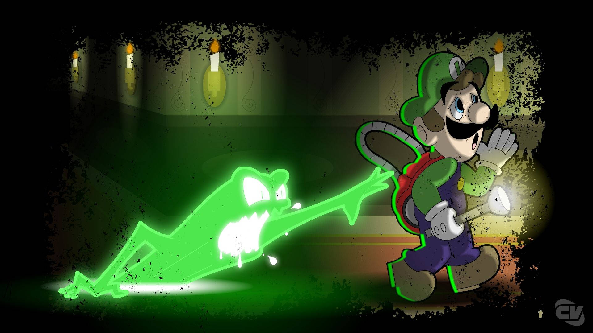 Luigi In Haunted Mansion Wallpaper