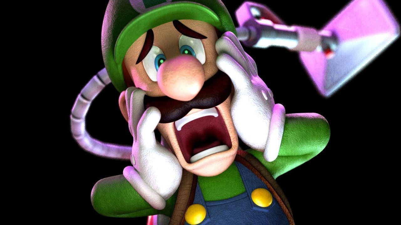 Luigi's Mansion 3 Close-up Of Scared Luigi Wallpaper