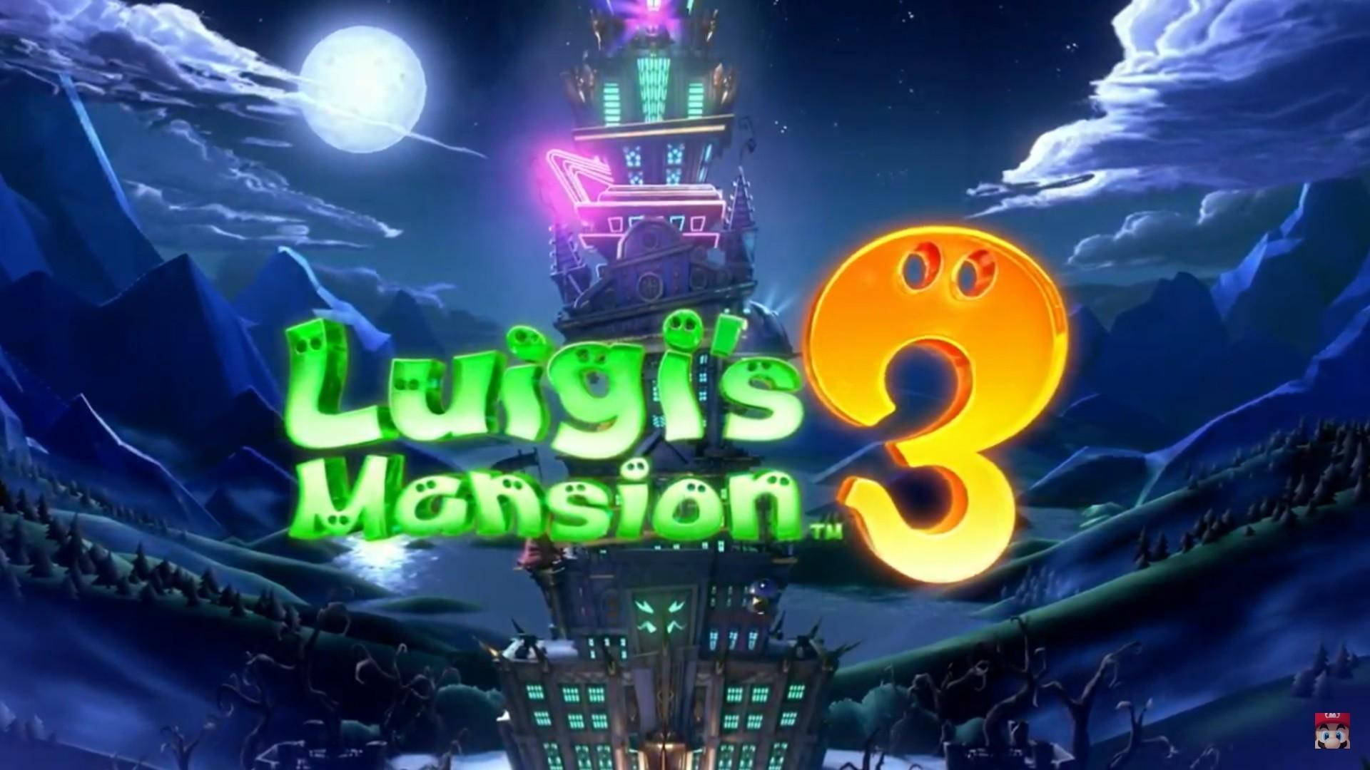 Luigi's Mansion 3 Logo On Mansion Wallpaper