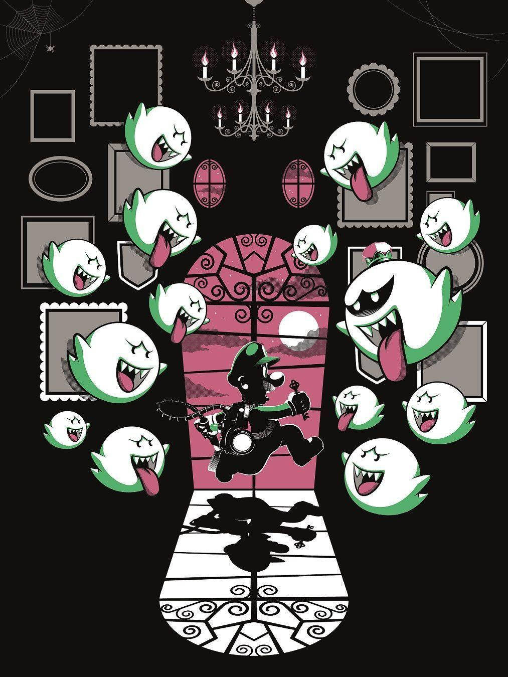 Luigi's Mansion 3 Luigi Running From Ghosts Wallpaper