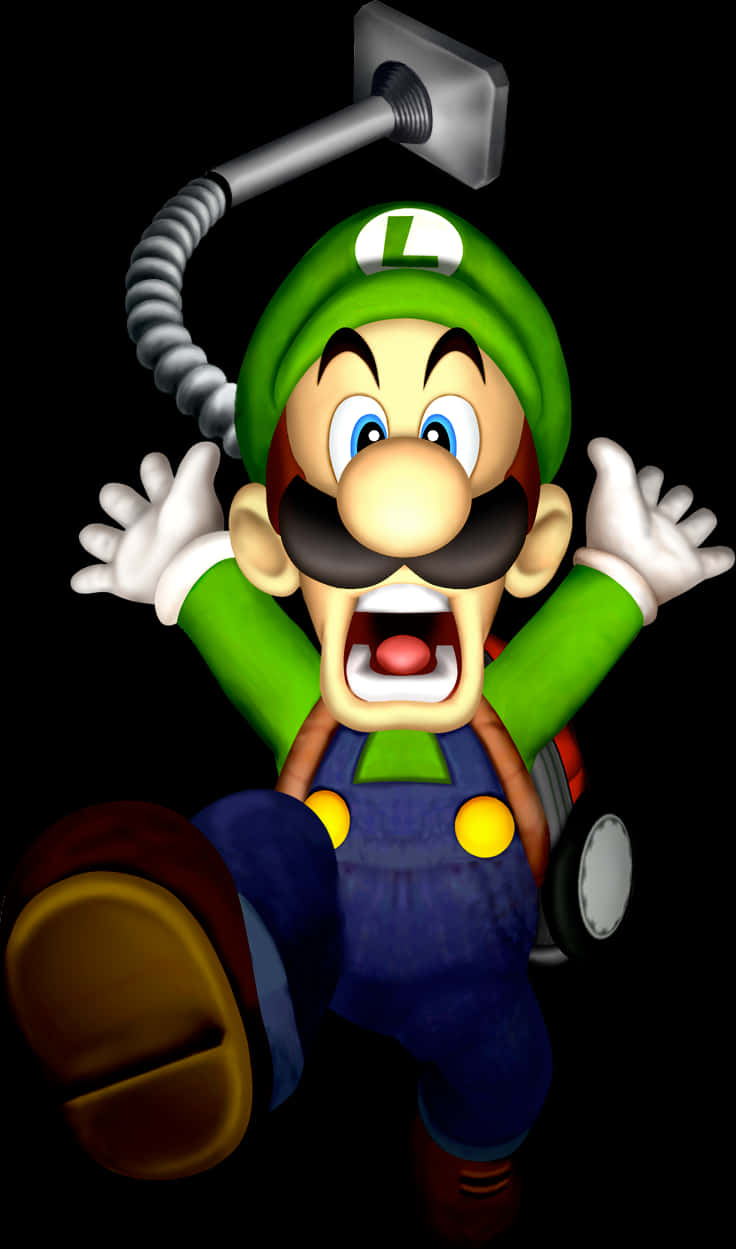 Luigi_ Surprised_ Action_ Pose PNG