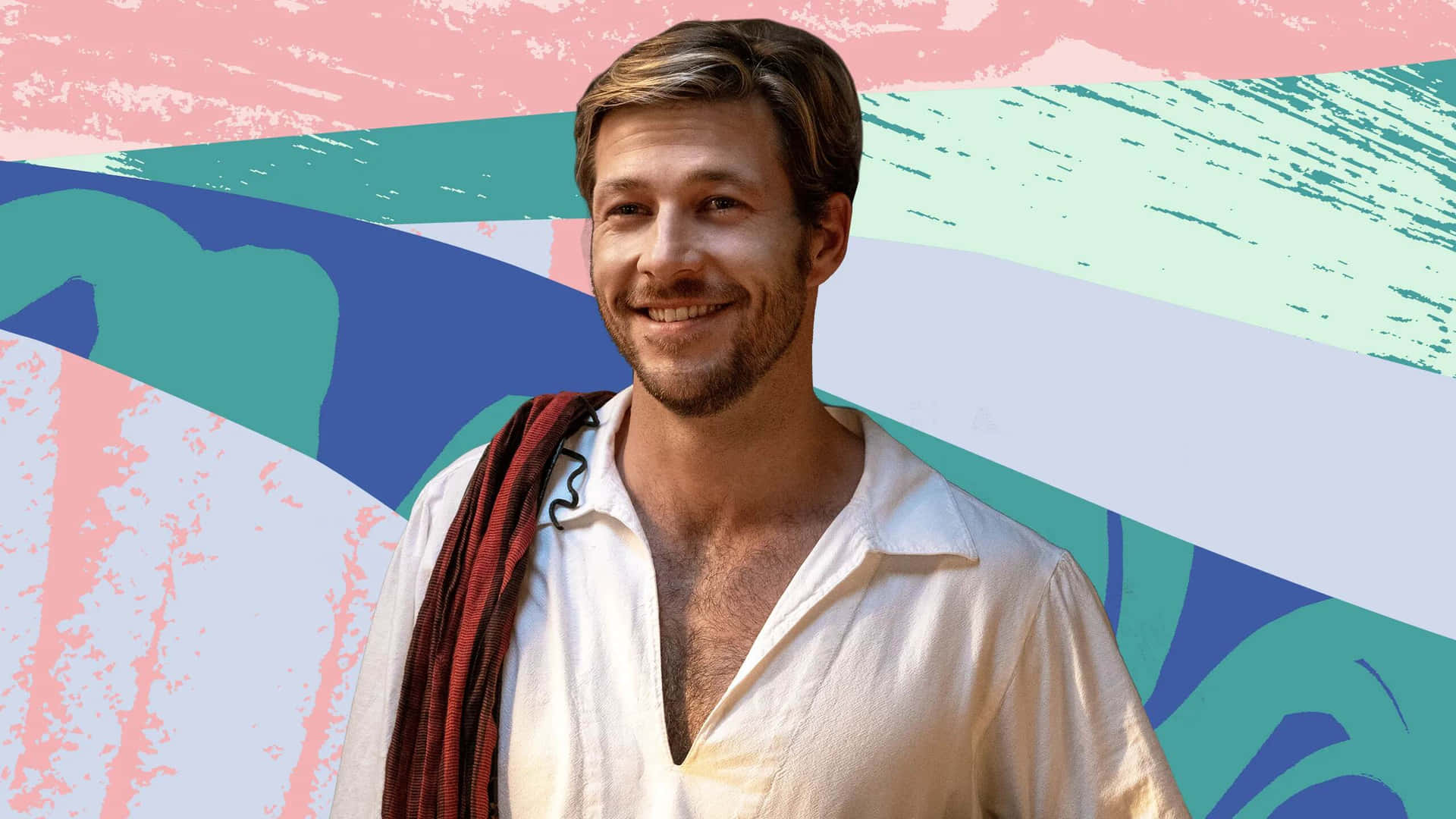 Luke Bracey Tersenyum Santai Di Latar Belakang Abstrak Wallpaper