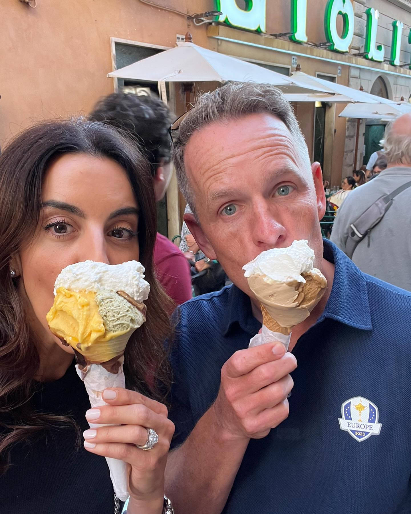 Luke Donald And Diane Eating Ice Cream Wallpaper