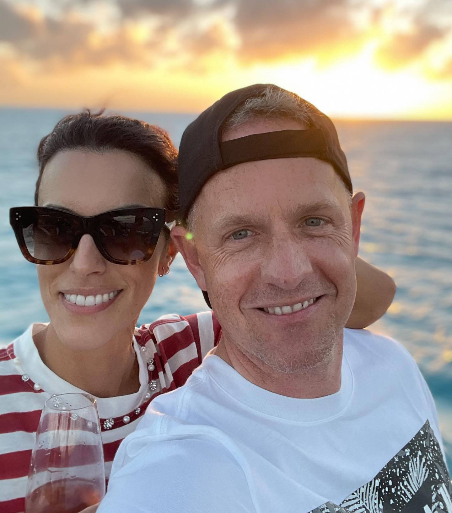 Luke Donald With Short-Haired Wife Wallpaper