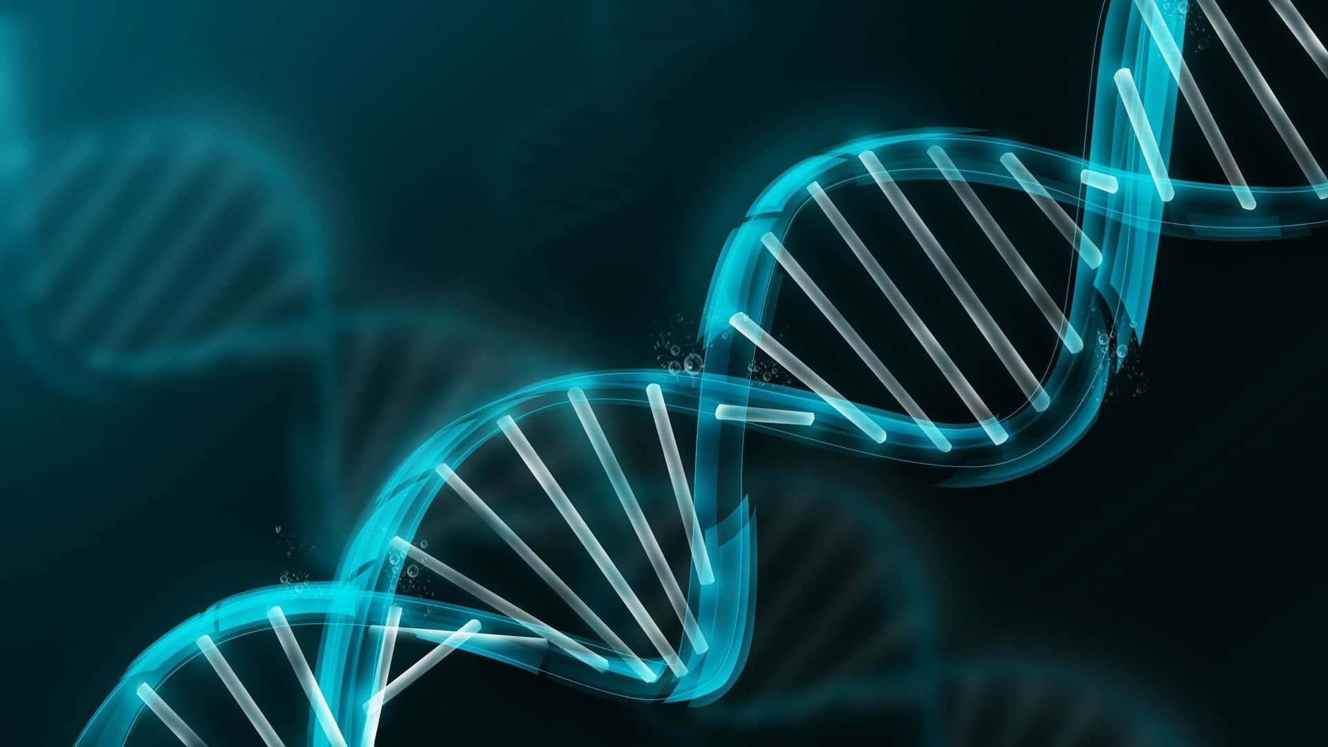 Luminous Blue DNA Helix Hd Medical Wallpaper
