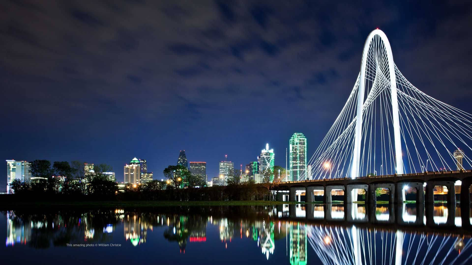 Luminous Bridge And River Fort Worth Wallpaper