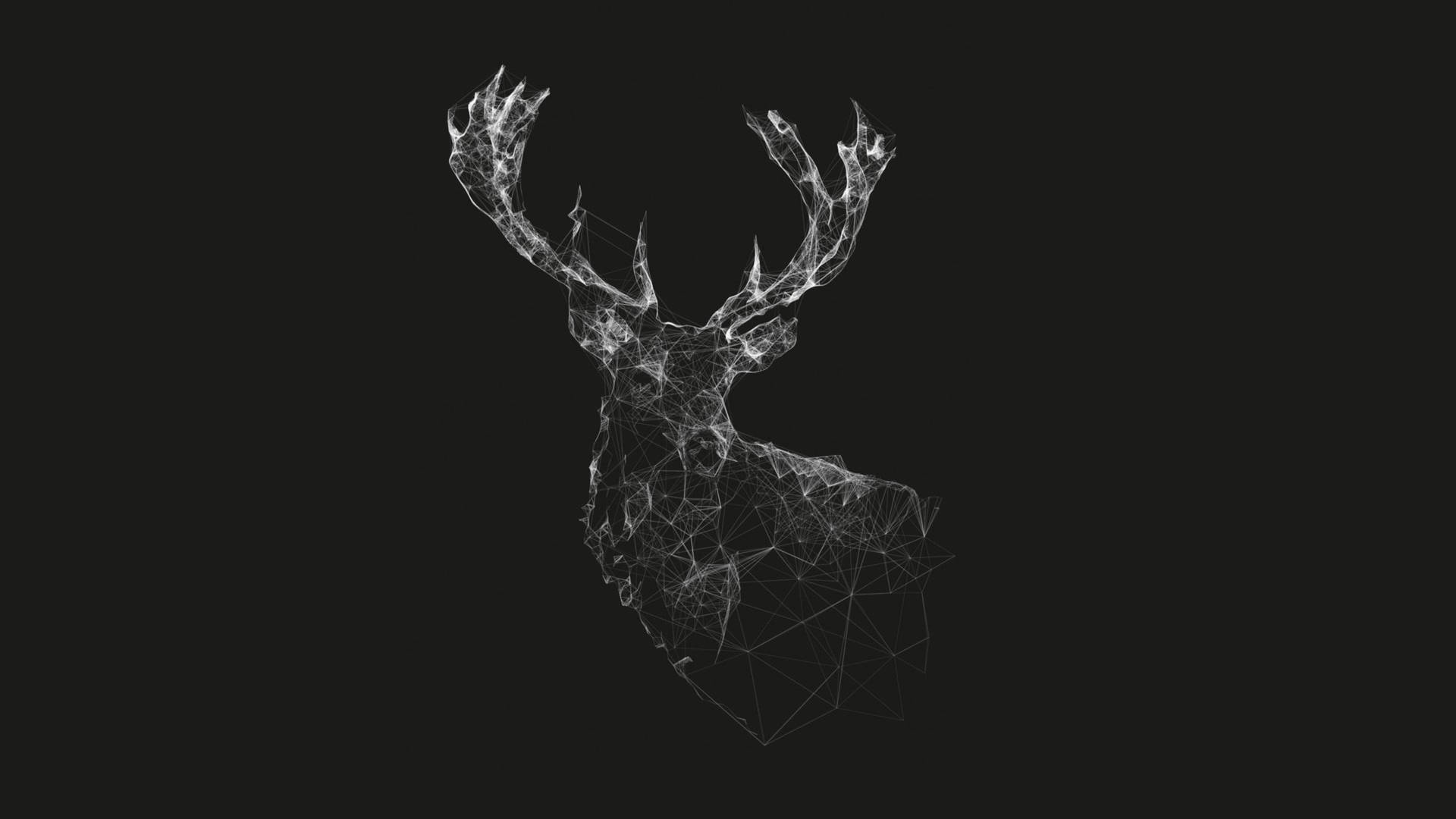 Luminous Deer Dark Abstract Art Wallpaper