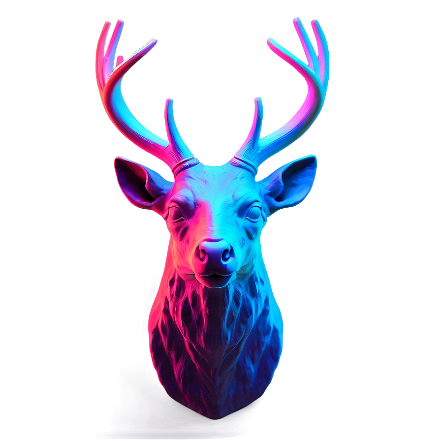 Luminous Deer Head Neon Effect Png 4 PNG