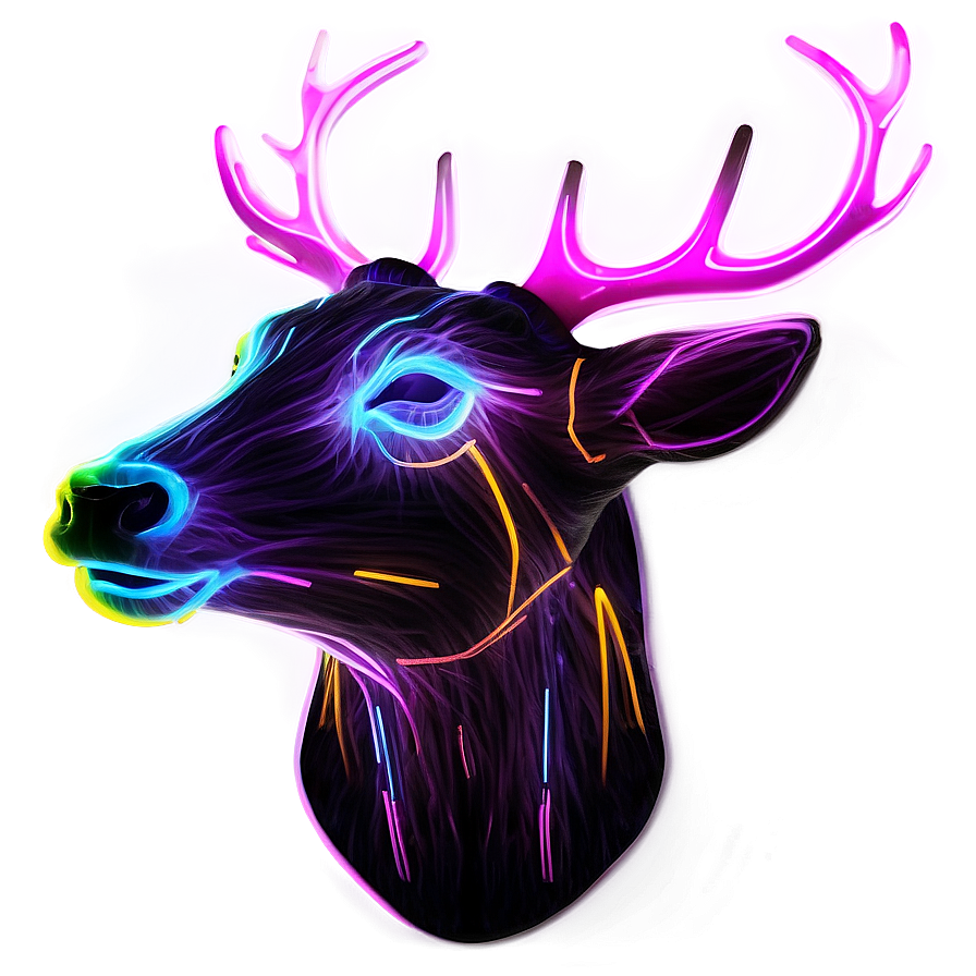 Luminous Deer Head Neon Effect Png Ndv PNG