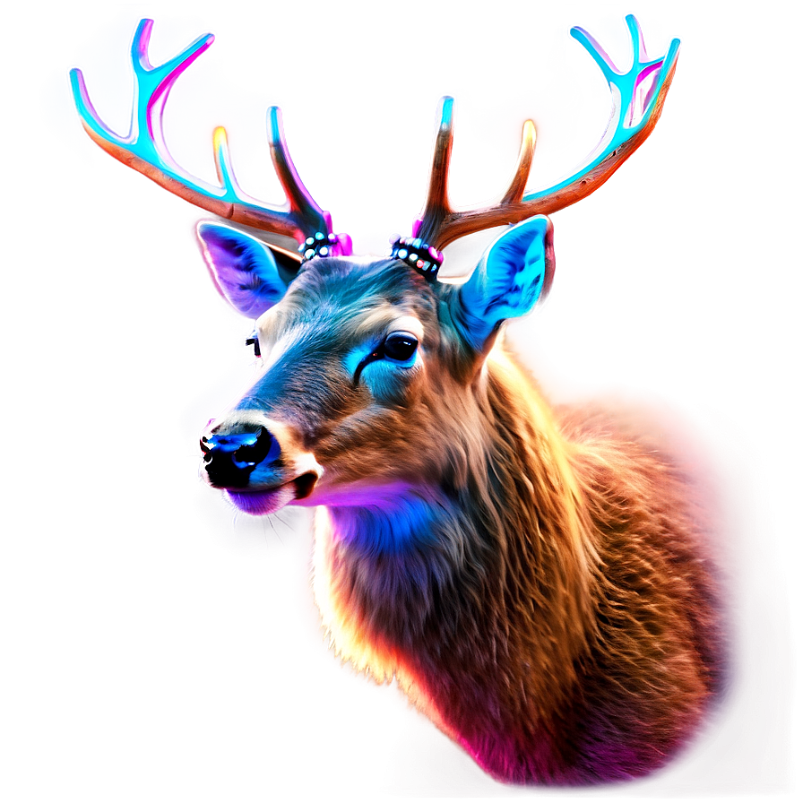 Luminous Deer Head Neon Effect Png Vnu42 PNG