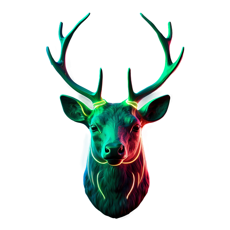 Luminous Deer Head Neon Effect Png Vvw PNG