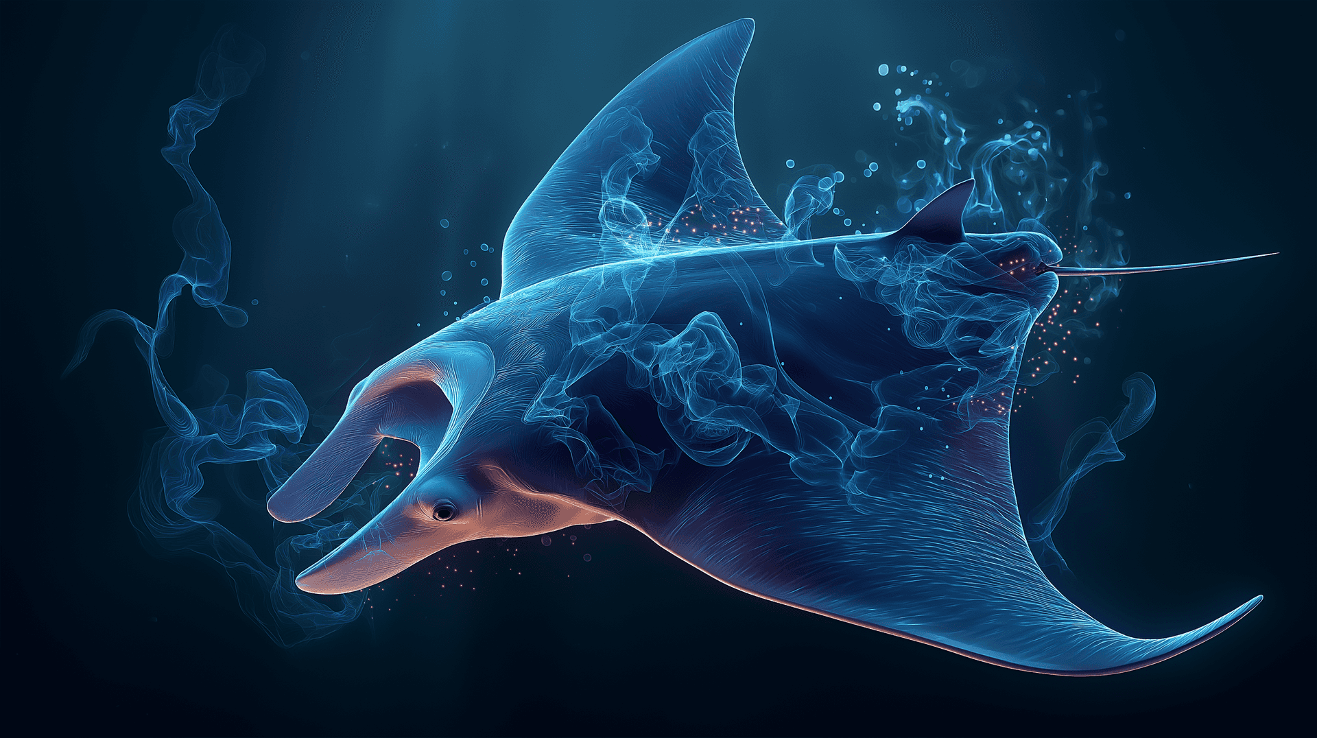 Luminous Manta Ray Gliding Wallpaper