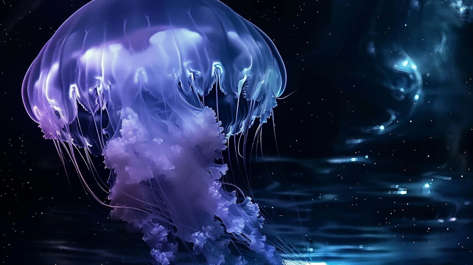 Luminous Moon Jelly Underwater Wallpaper