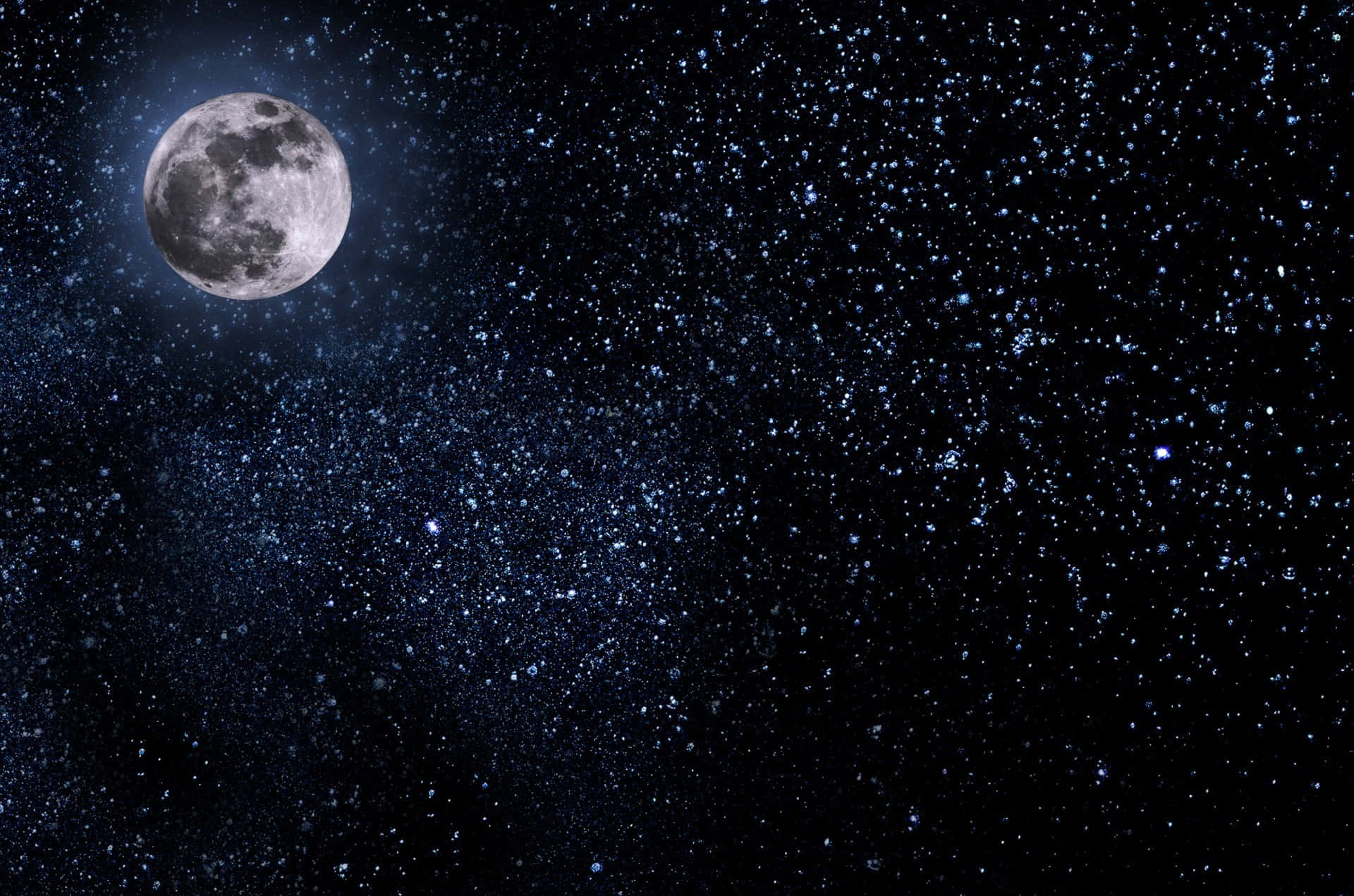 Luminous Moonand Starry Sky Wallpaper