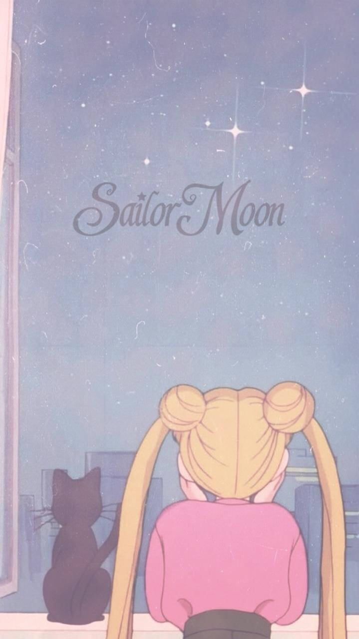 Lunaoch Usagi Tillsammans Sailor Moon Iphone Wallpaper