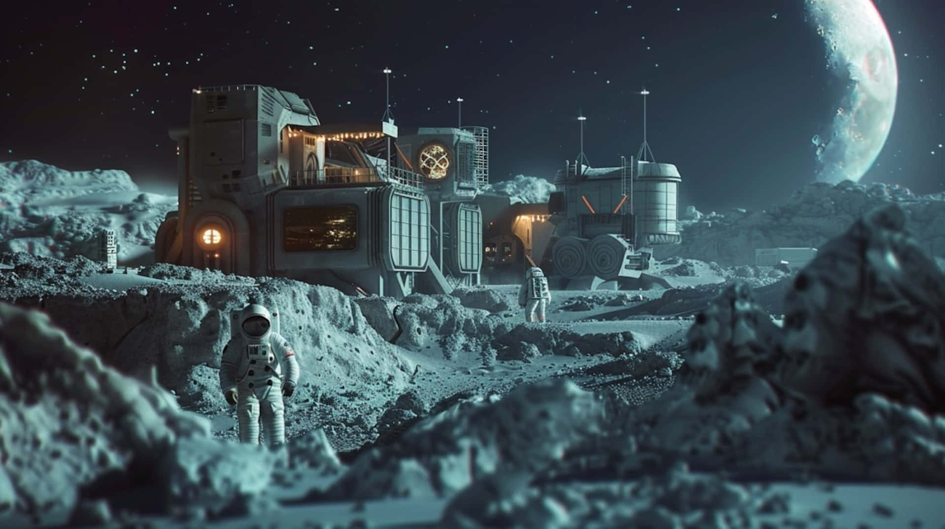 Lunar_ Base_ Construction_ Scene Wallpaper