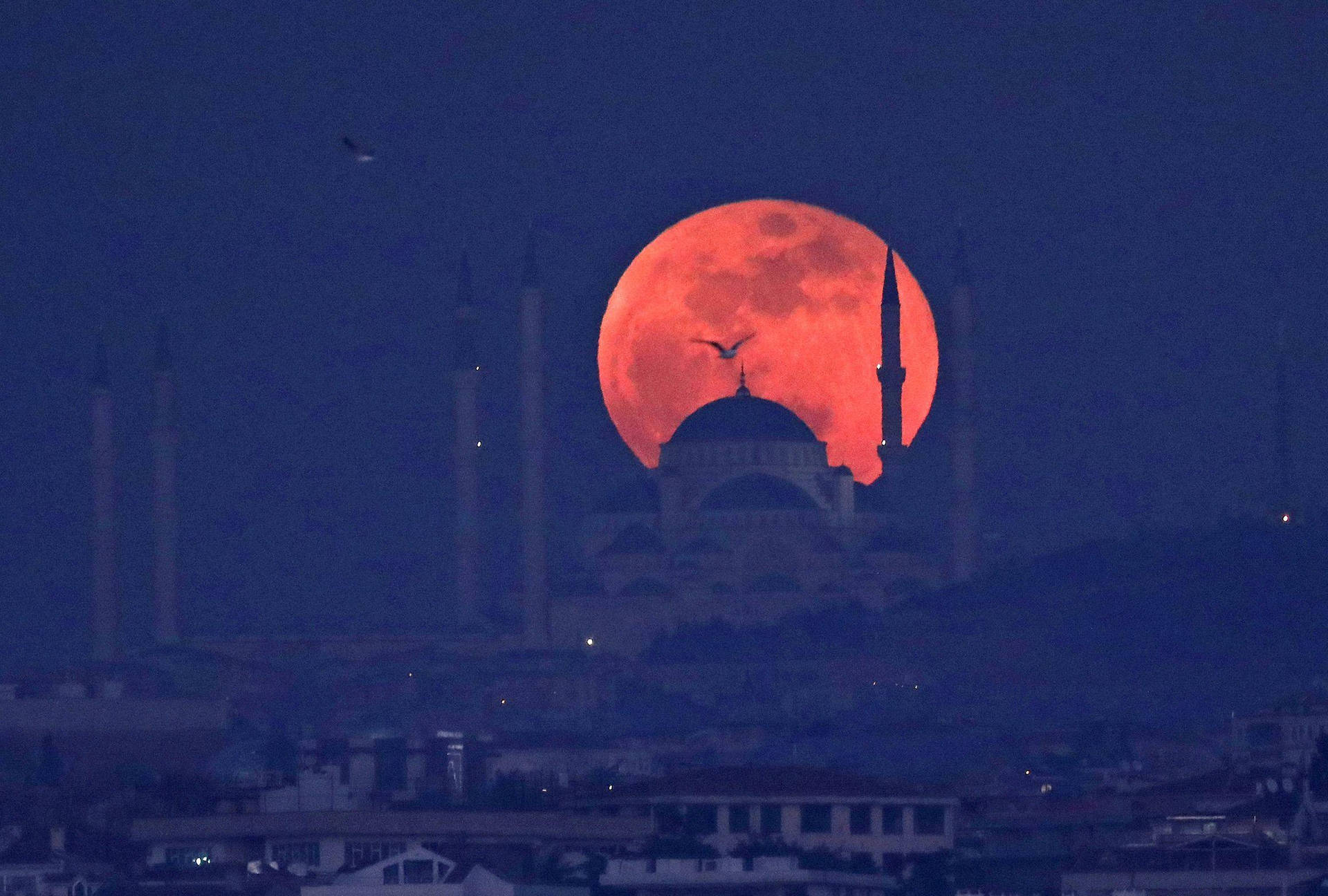Lunar Eclipse Mosque Wallpaper