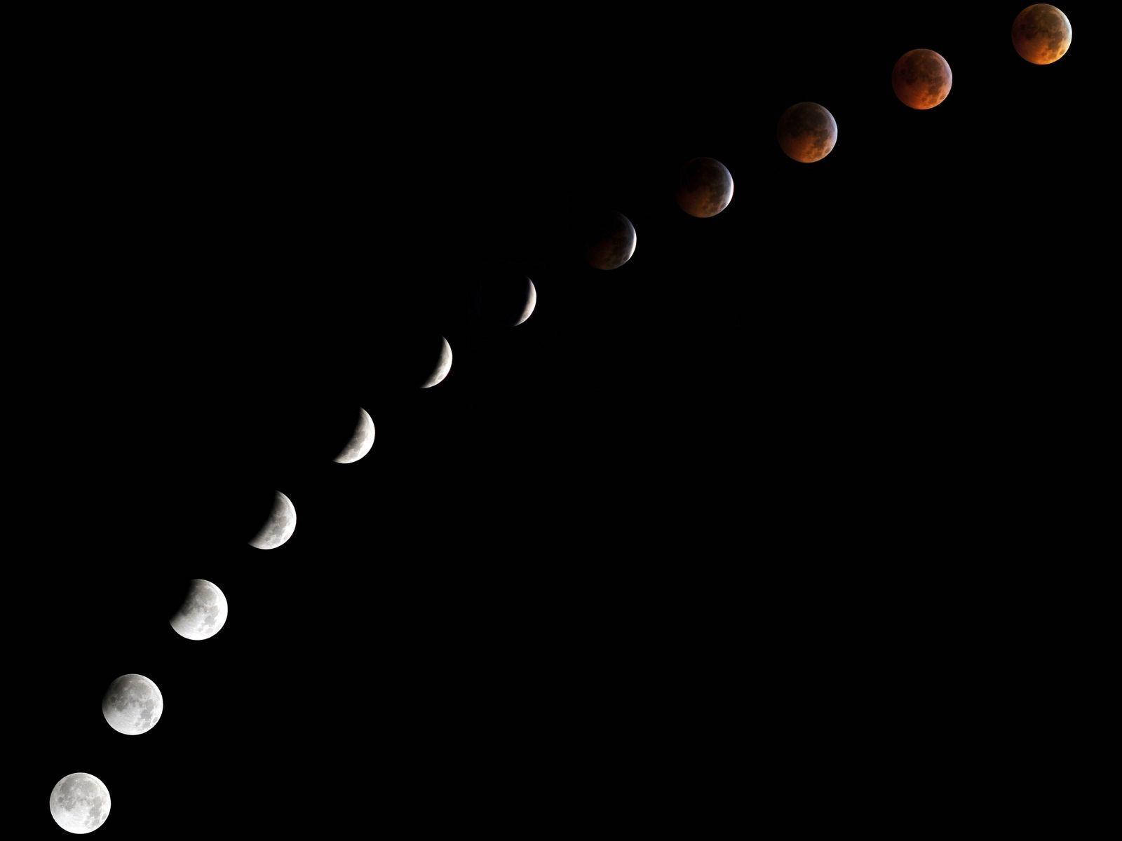Lunar Eclipse Phases Digital Art Wallpaper