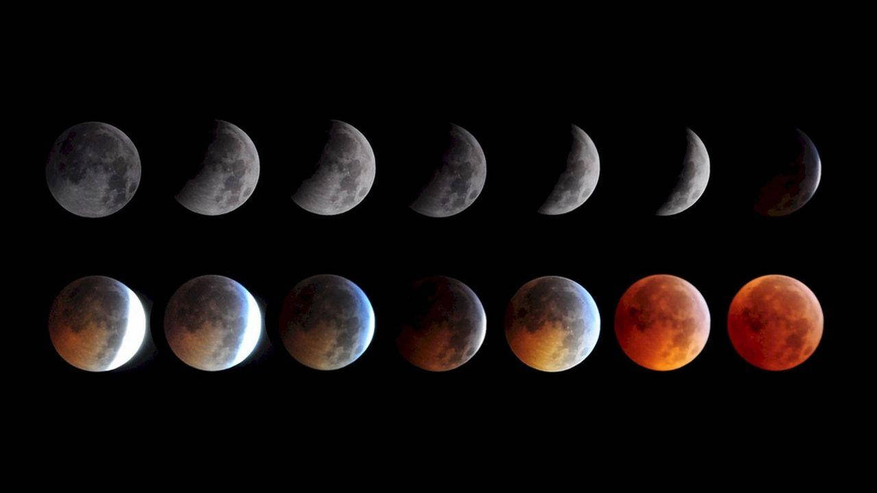 Lunar Eclipse Phases In Rows Wallpaper