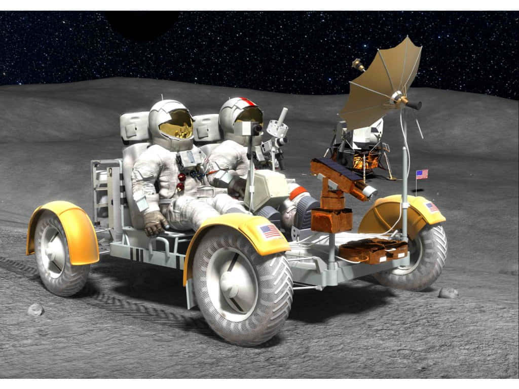 Roverlunar Explorando La Superficie De La Luna. Fondo de pantalla